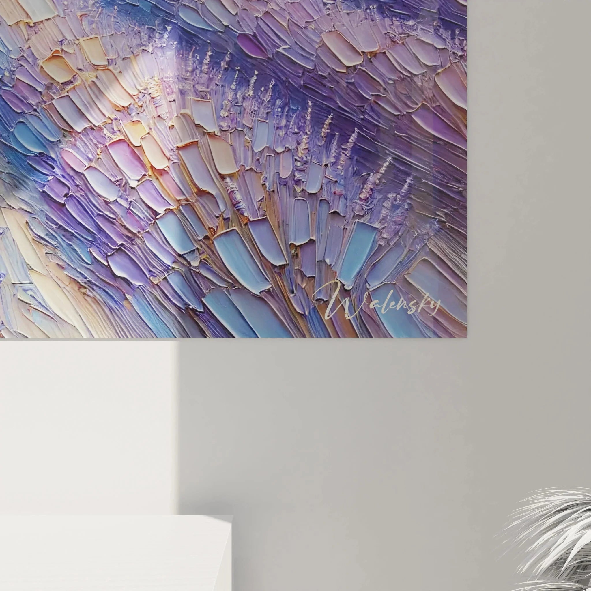 Gesamtansicht Provence Wandbild mit Lavendelfeldern und französischer Landschaft im goldenen Licht