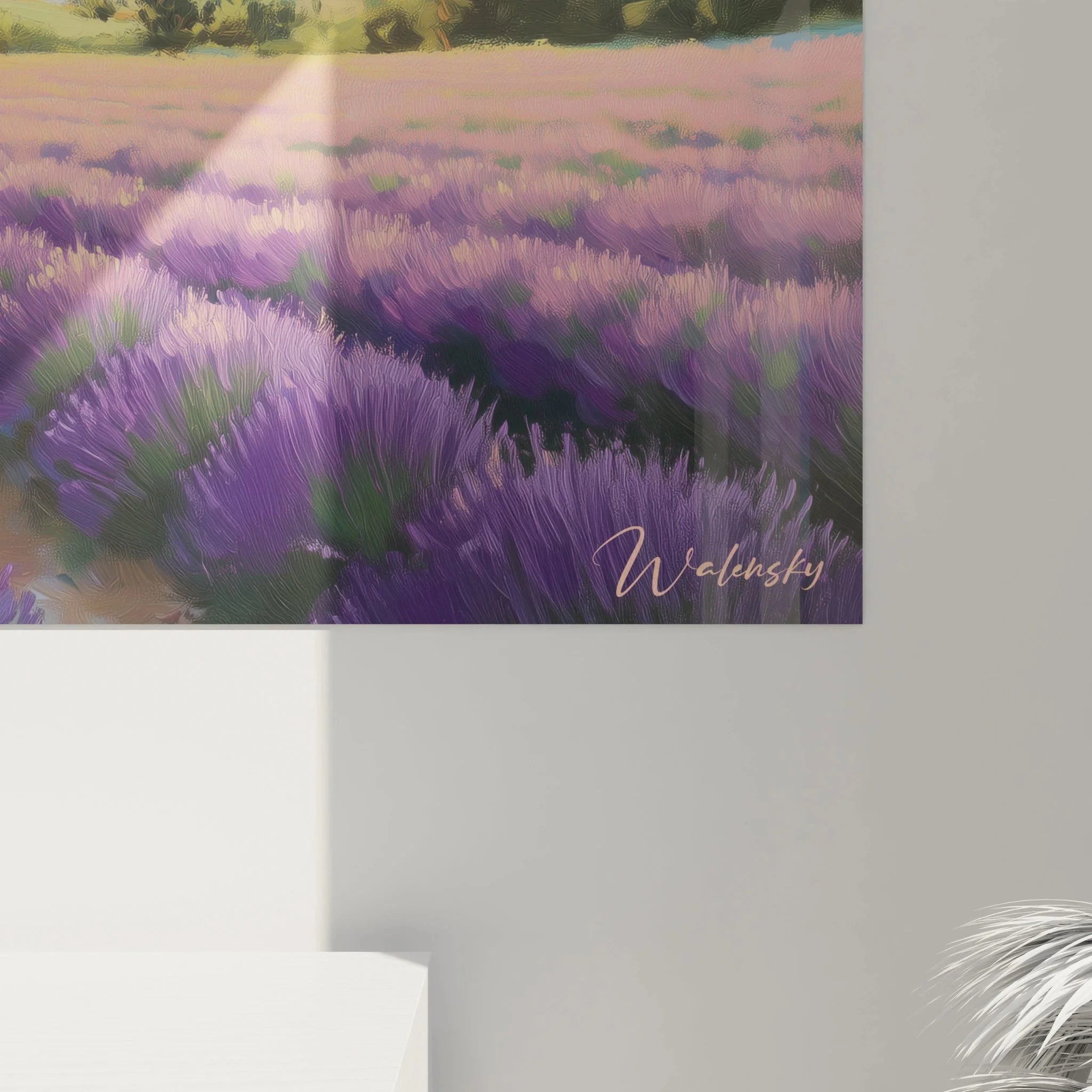 Gesamtansicht Lavendelfeld Wandbild XXL - komplette Provence Panorama Darstellung mit Bergen