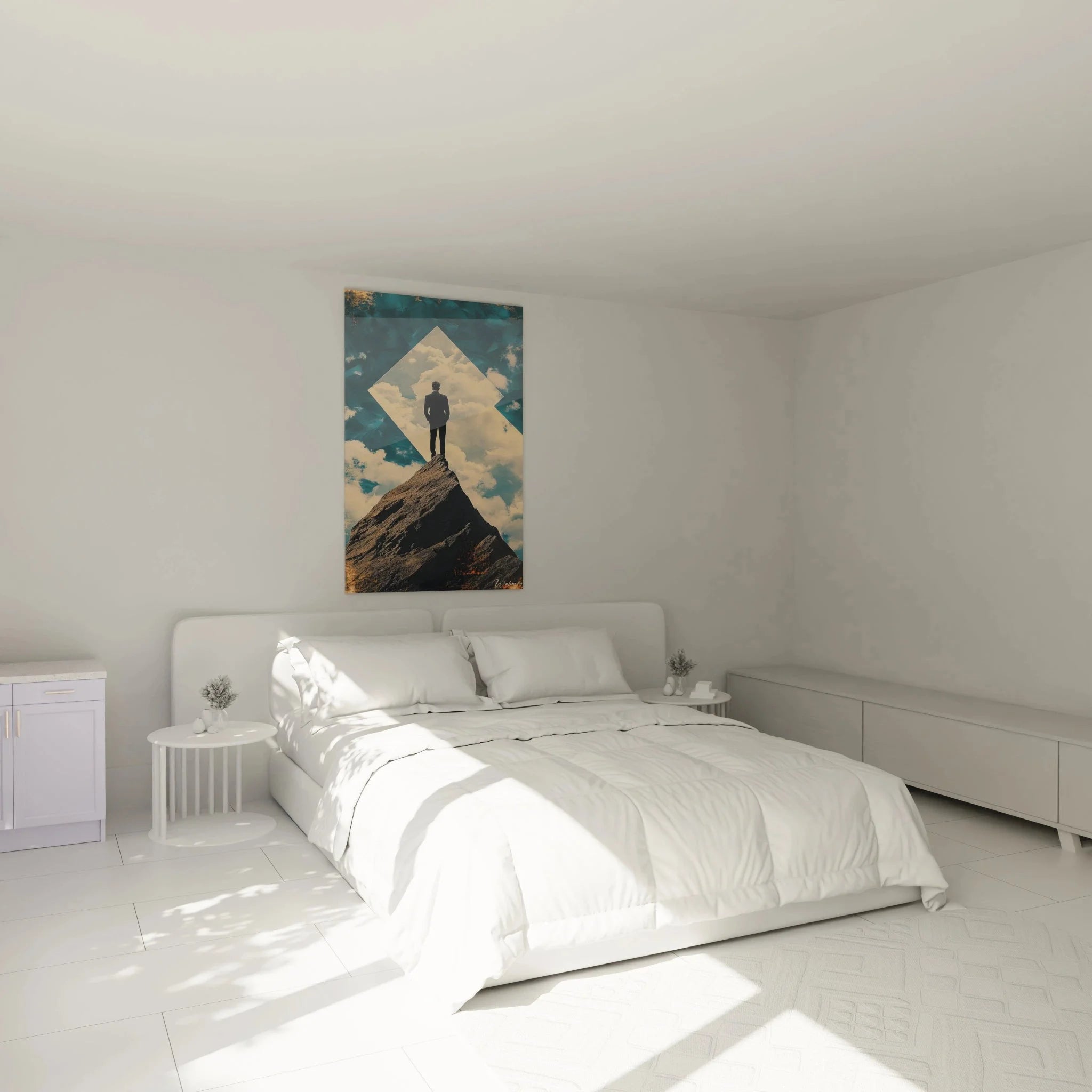 Romantisches Wandbild Berglandschaft in modernem Schlafzimmer - Deutsche Romantik Kunst