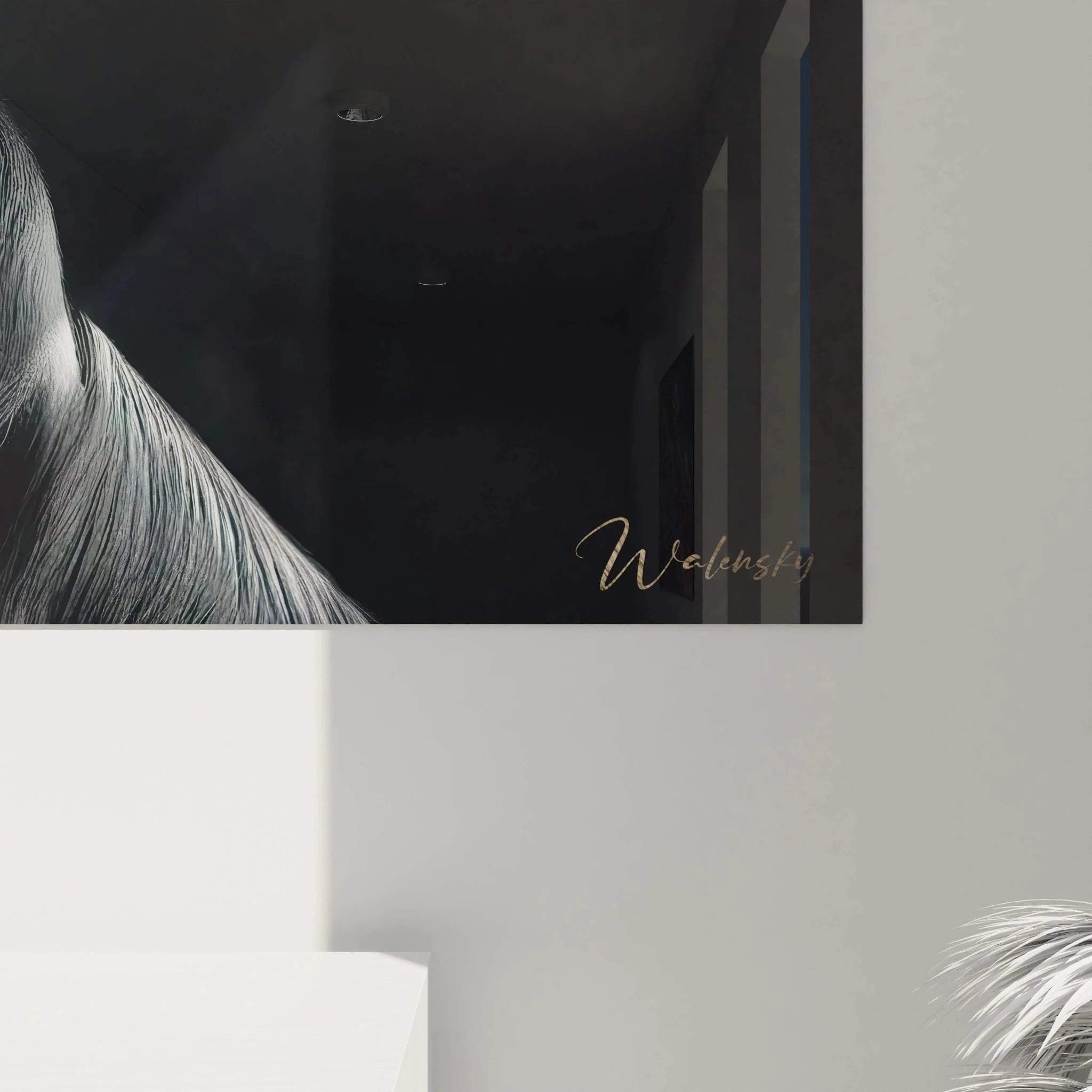 Gesamtansicht Schäferhund Wandkunst, XXL Tierbild in zeitgenössischem Interieur Design