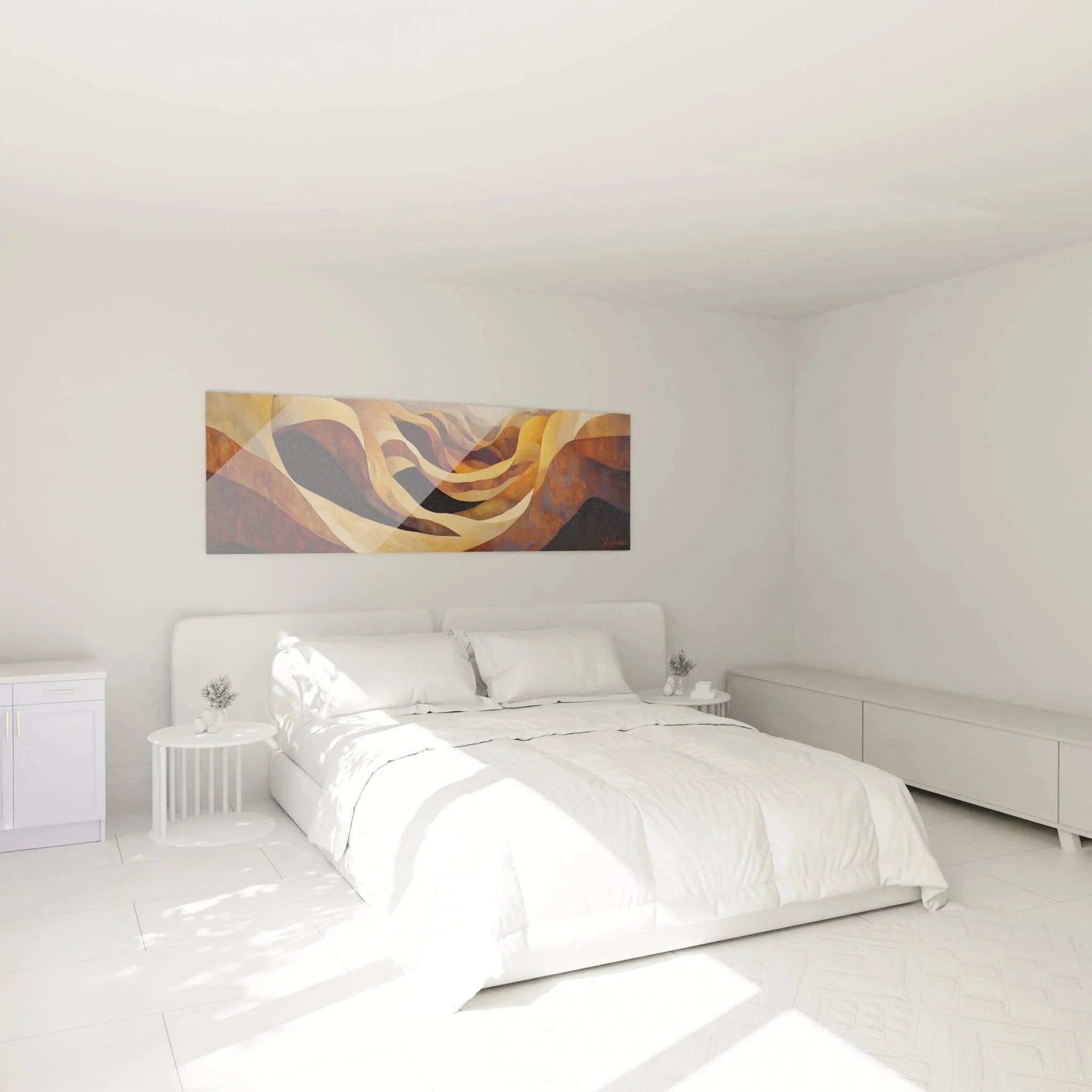 Schlafzimmer Wandbild abstrakte Wellen - Warme Erdtöne Expressionismus Deko