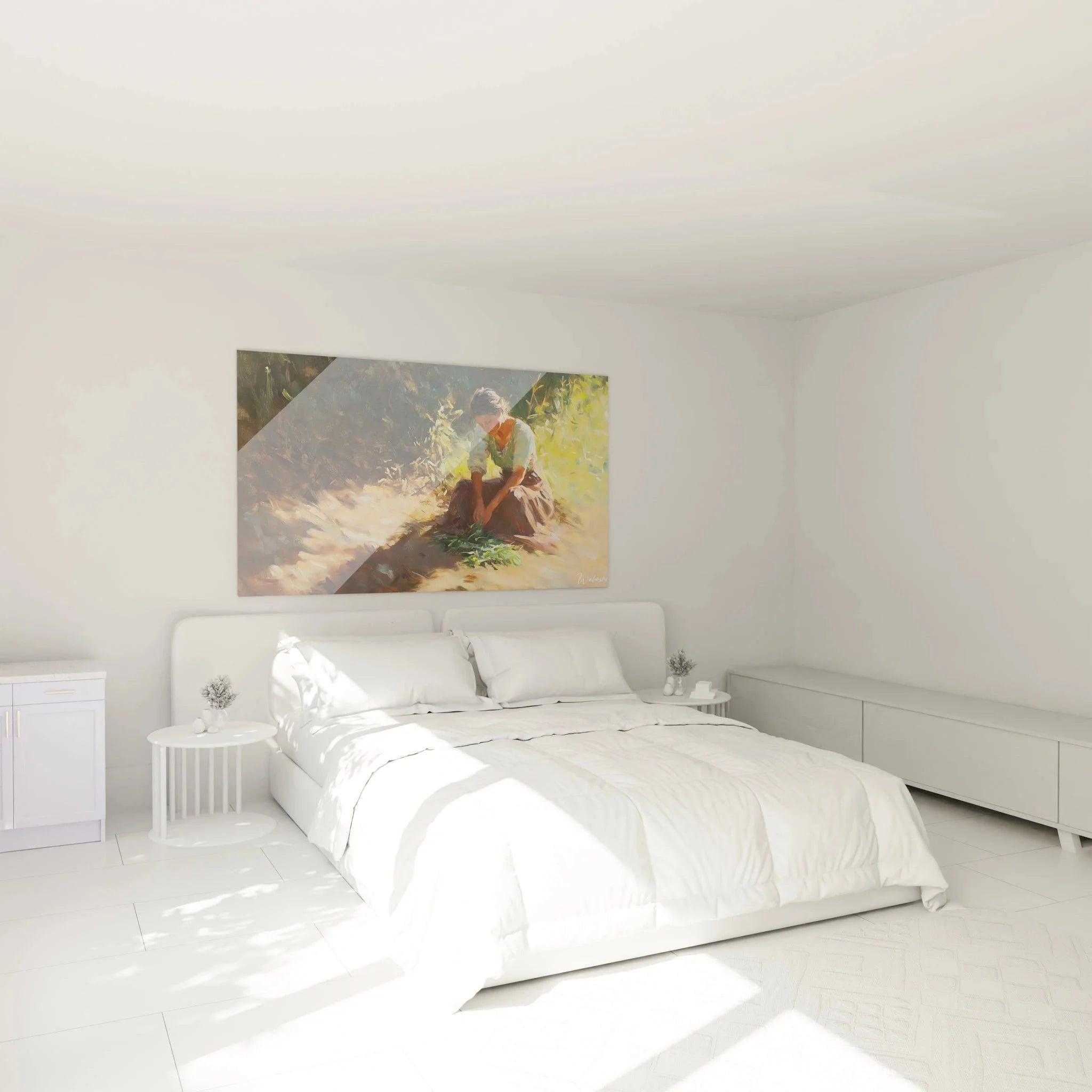 Schlafzimmer Dekoration mit Wandbild Gärtnerin Gewächshaus - Camille Pissarro Kunstdruck