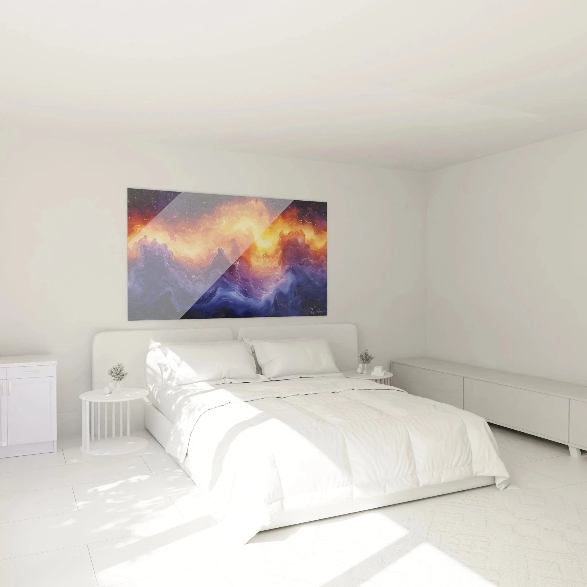 Wandbild Himmelsstürme im Schlafzimmer - expressionistische Kunst als Wanddekoration XXL