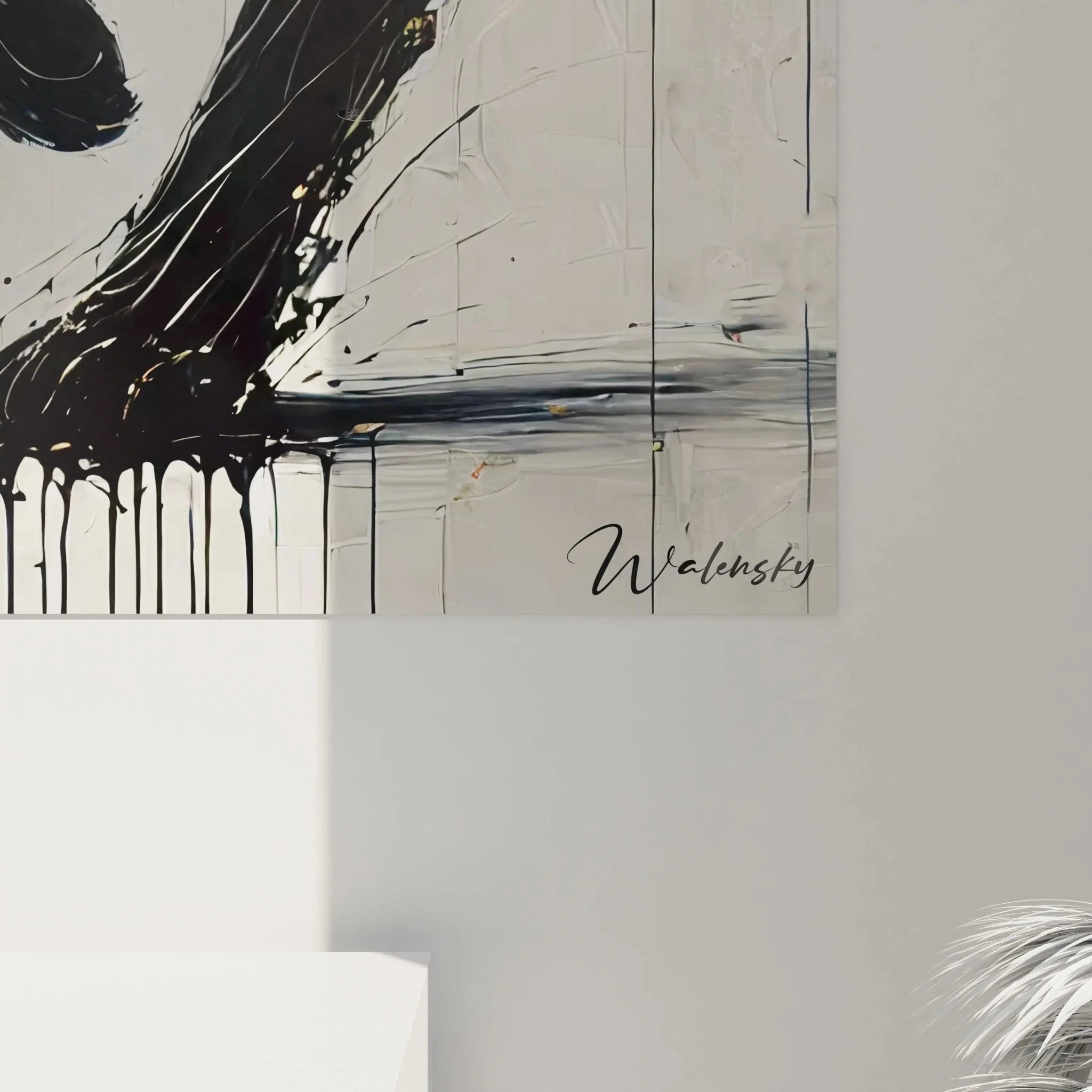 Gesamtansicht des XXL Panther Wandbildes in stilvoller Wohnraum Präsentation