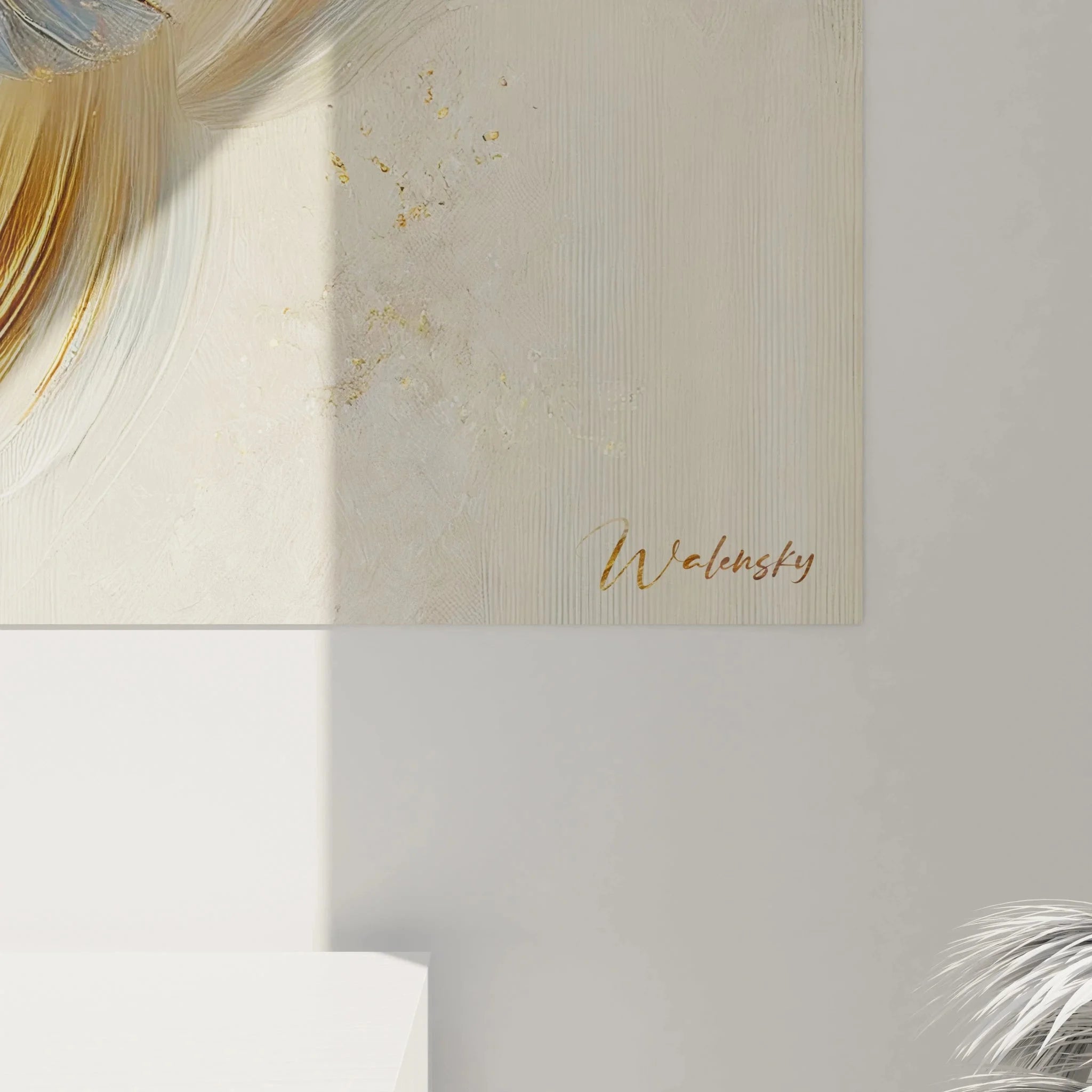 Gesamtansicht des Skarabäus Wandbildes mit fließenden abstrakten Elementen