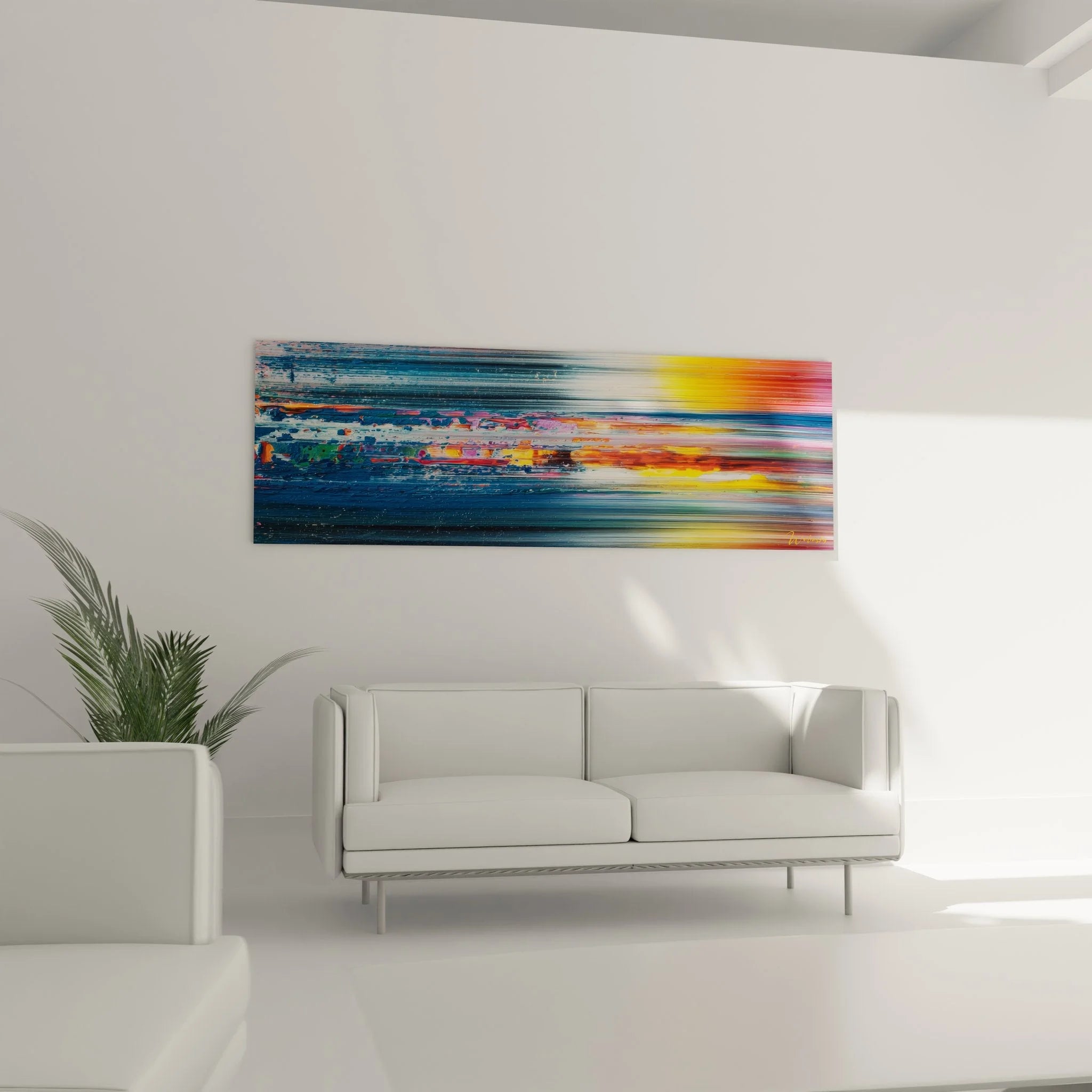 Detailansicht der Spachteltechnik mit dynamischen Farbverläufen und Bewegungslinien