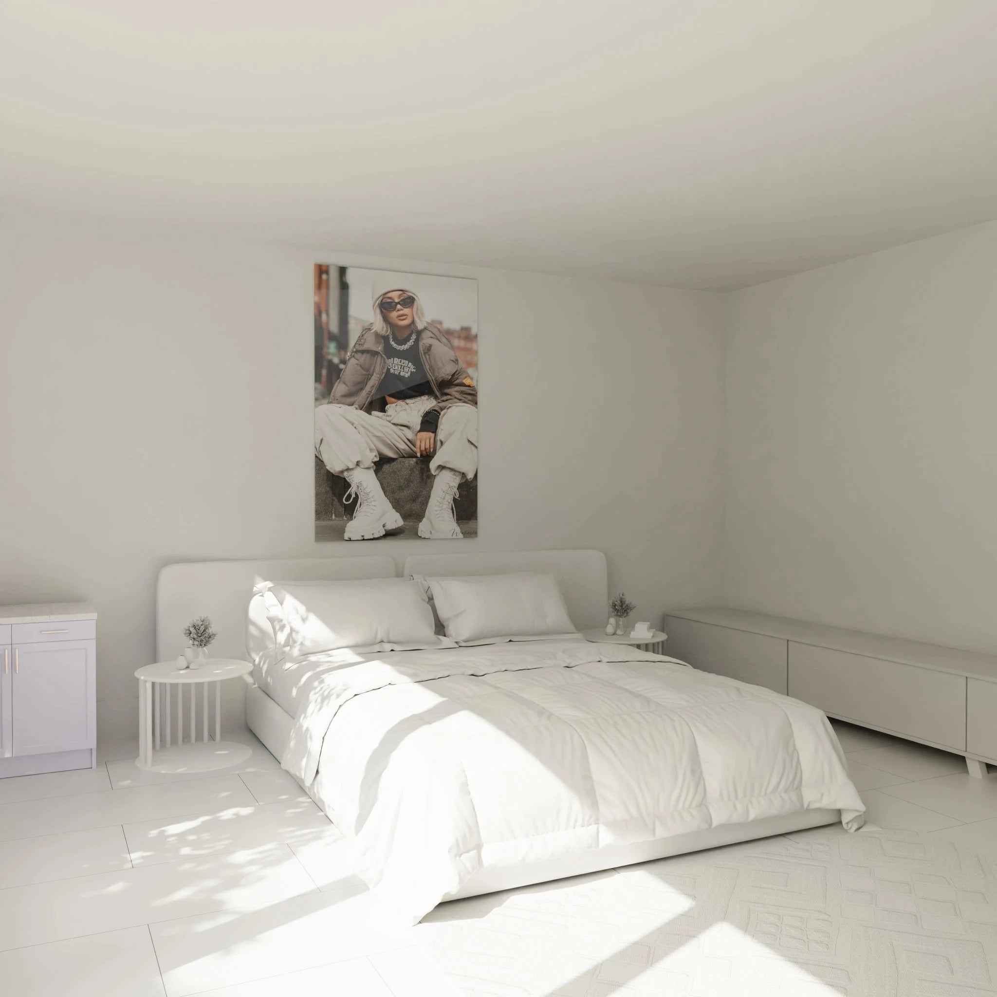 Streetwear Fashion Wandbild in modernem Schlafzimmer Urban Style Dekoration
