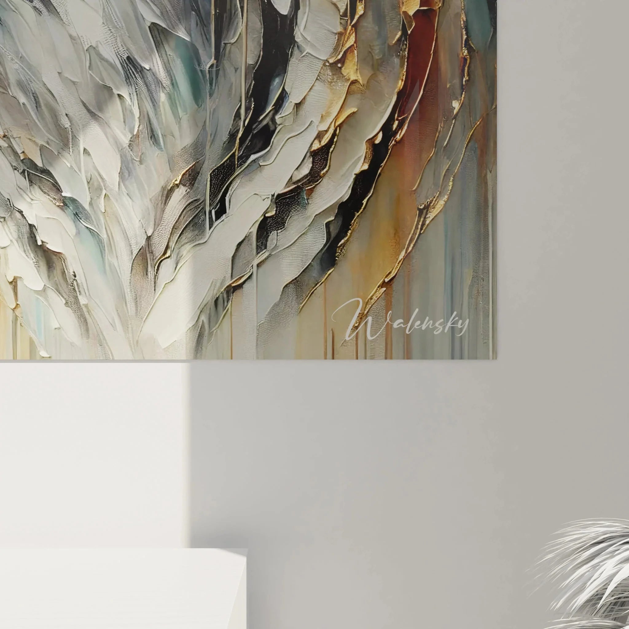 Gesamtansicht majestätischer Tiger Wandschmuck in moderner Wohnraum Dekoration