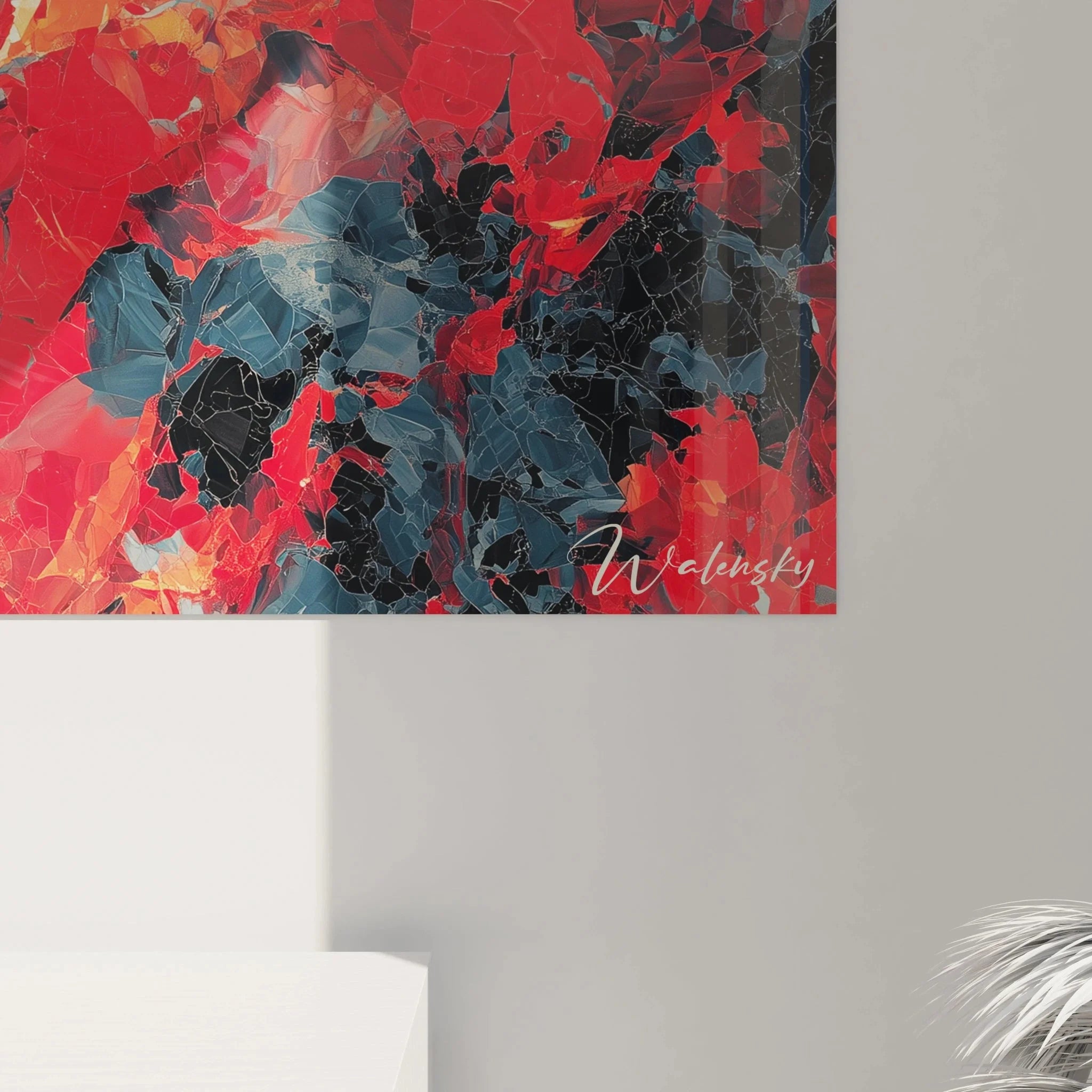 Gesamtansicht Wandbild gotische Frau mit goldenem Heiligenschein, moderne spirituelle Kunstwerk Edition Gotik