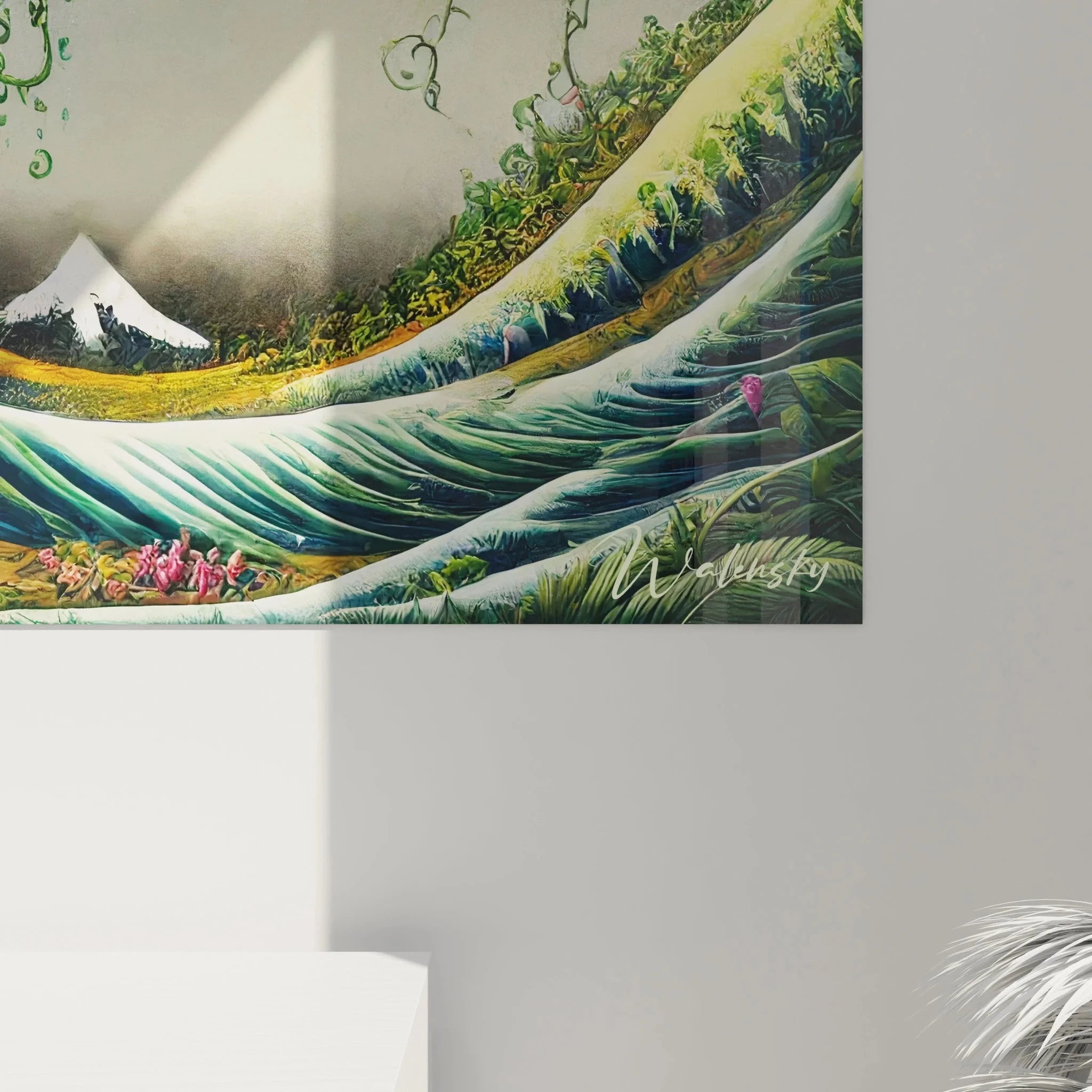 Gesamtansicht Wandbild Große Welle tropisch mit japanischer Kunst Interpretation