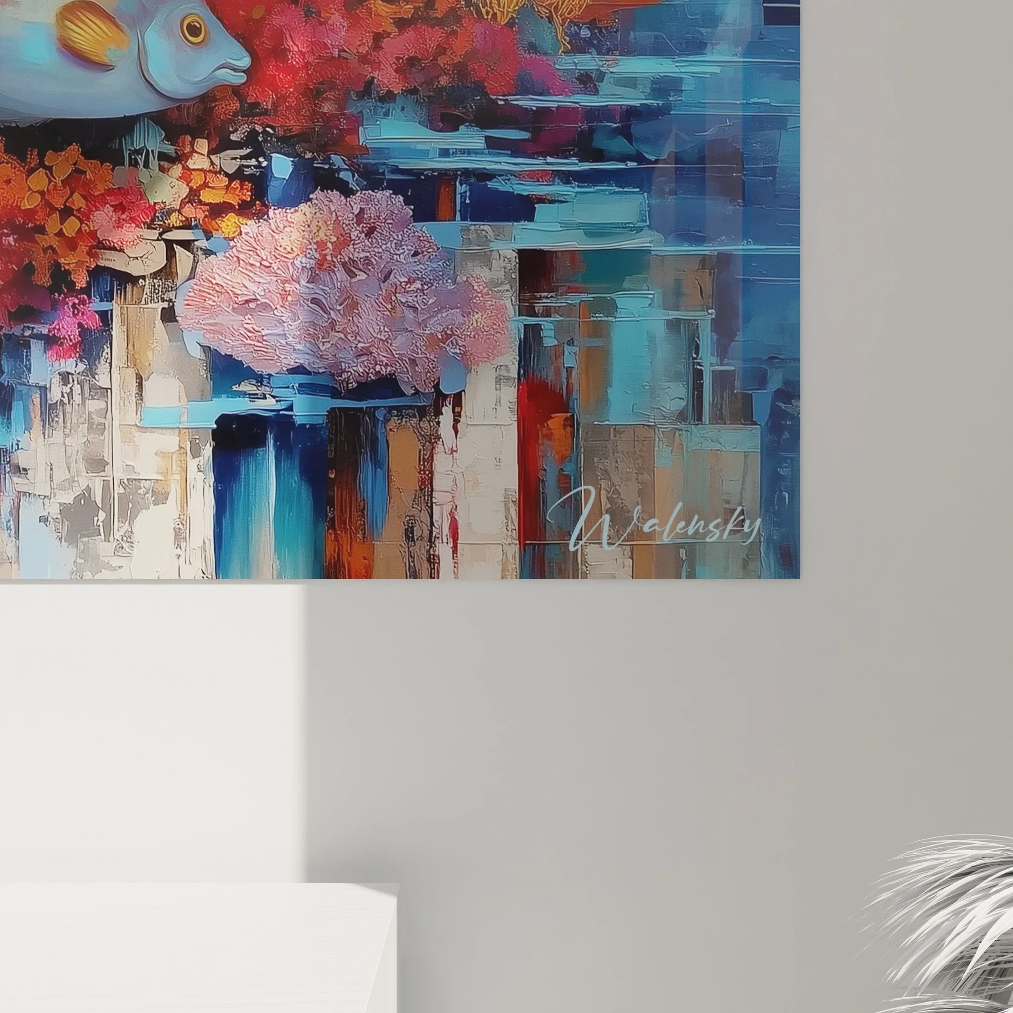 Gesamtansicht Unterwasser Wandbild XXL mit bunter Korallenriff Landschaft für Wohnräume