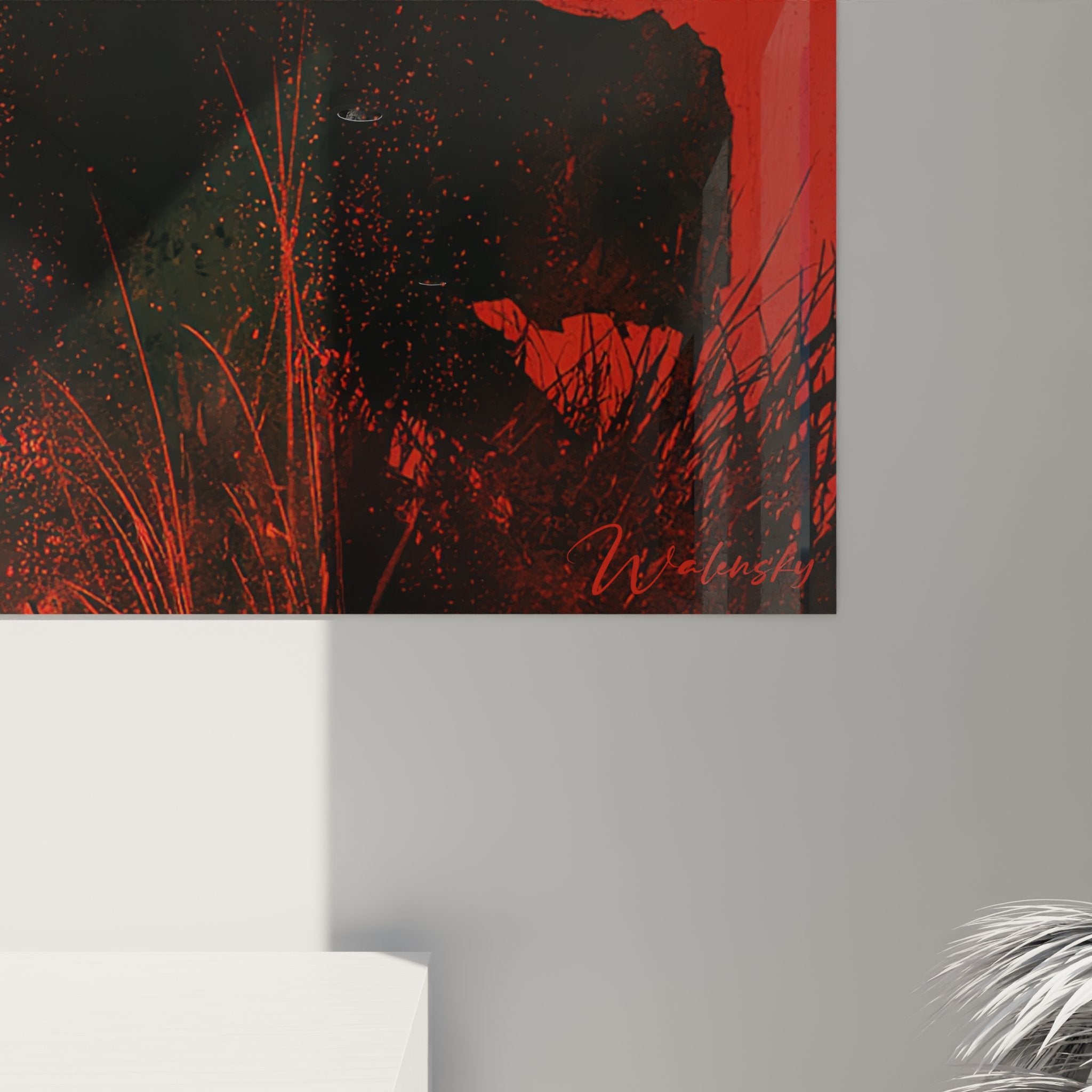 Gesamtansicht des Wandbildes Afrikanischer Tanz mit dramatischer Komposition aus Tänzerin und Sonnenuntergang