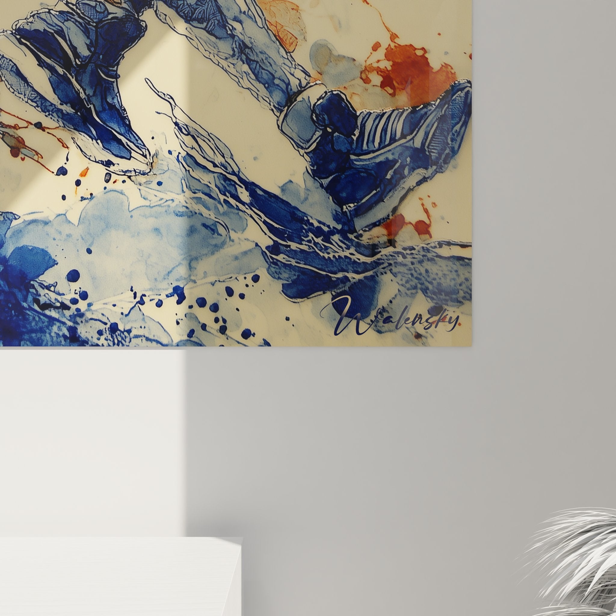 Gesamtansicht des Basketball-Wandbildes mit künstlerischer Darstellung eines Athleten in Aktion