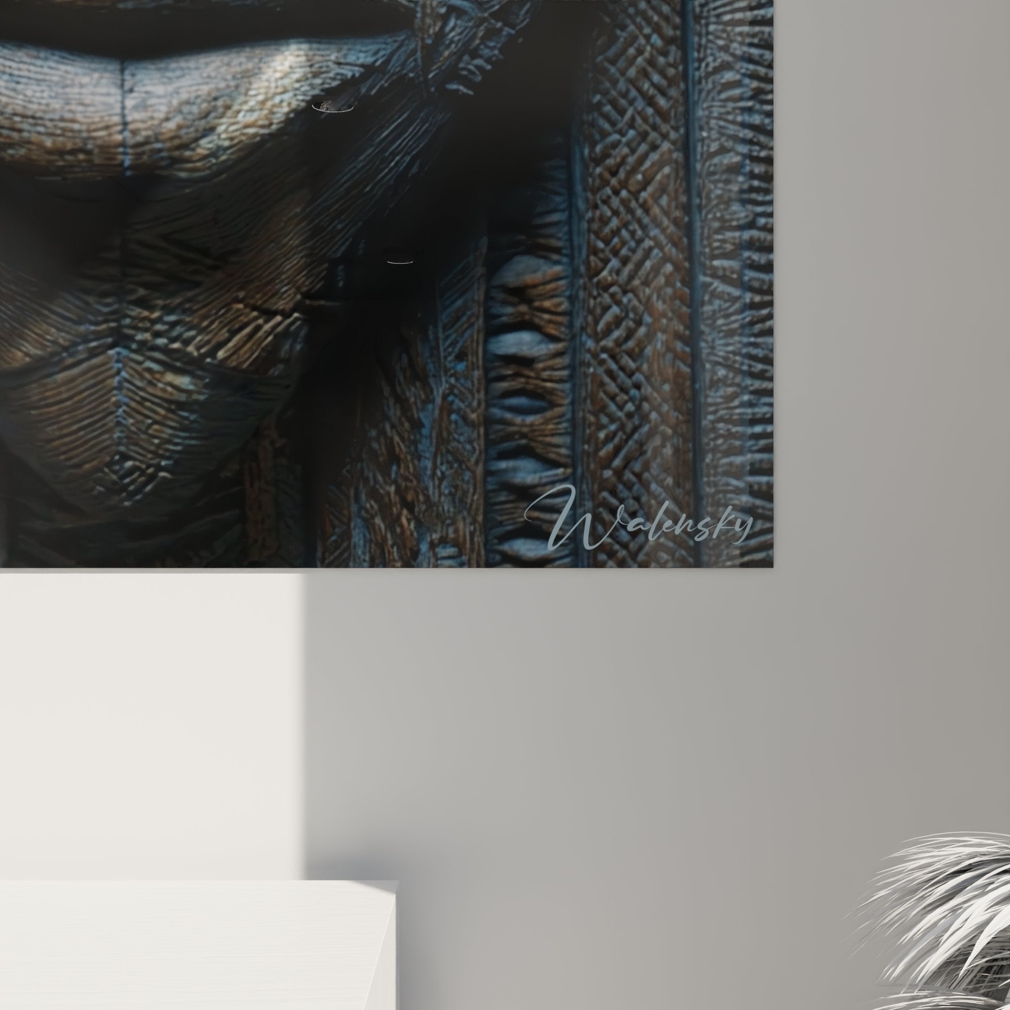 Gesamtansicht des Wandbildes afrikanische Maske mit spiritueller Ausstrahlung und kunstvoller Gestaltung