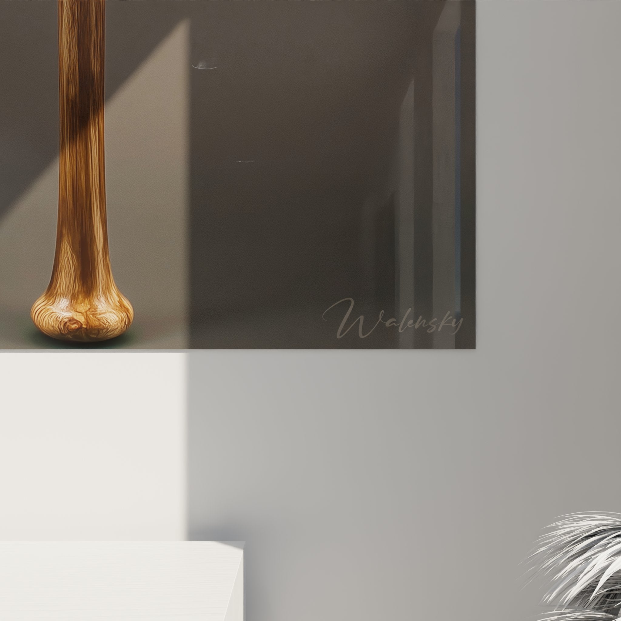 Gesamtansicht des Baseball-Schläger Wandbildes in minimalistischer Präsentation