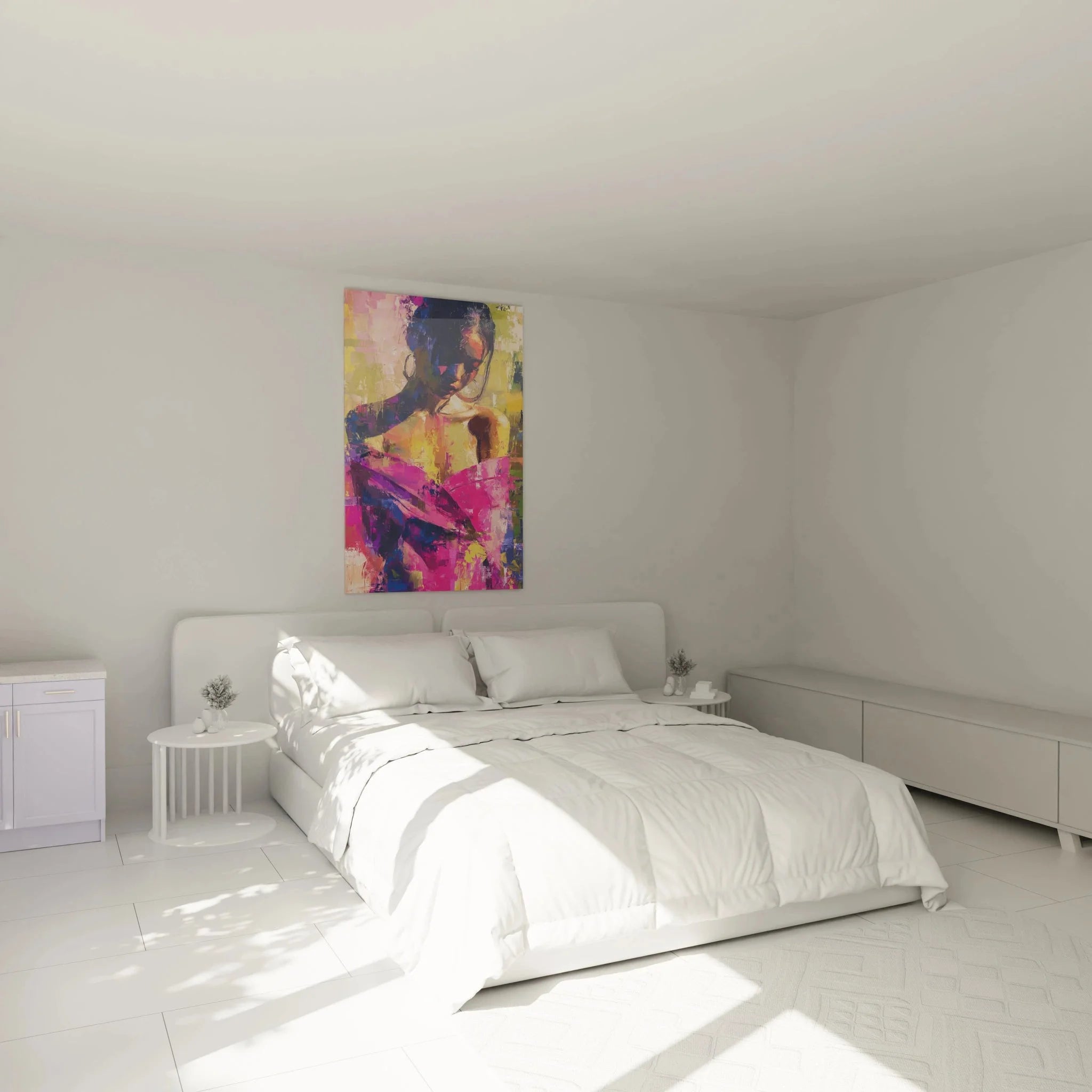 Vintage Mode Wandbild afroamerikanische Frau in modernem Schlafzimmer als Wanddekoration