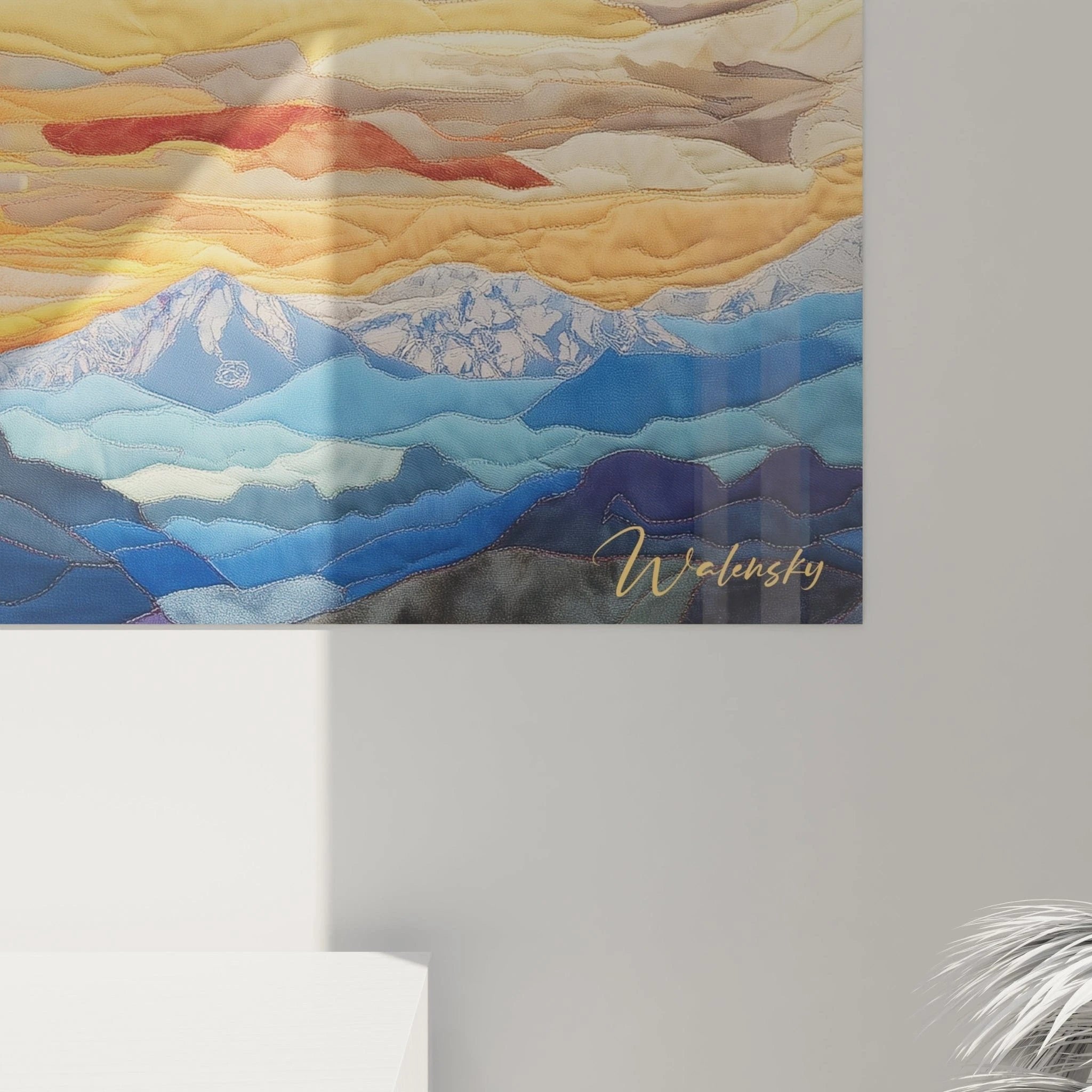 Gesamtansicht Wandbild Adler Berglandschaft - Häkeloptik Kunstdruck mit Rahmen