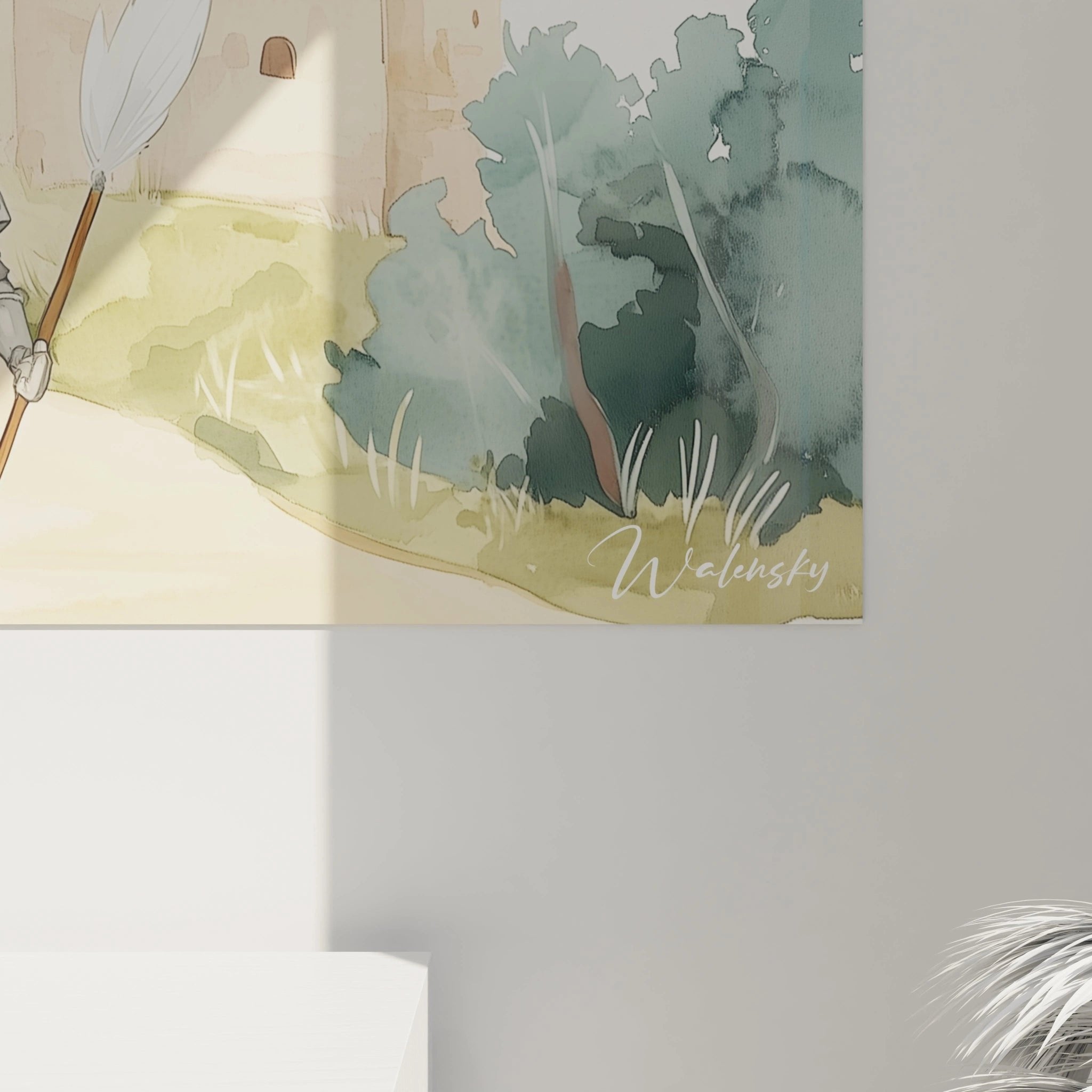 Gesamtansicht des Ritterburg Wandbildes mit malerischer Landschaft und authentischen Details