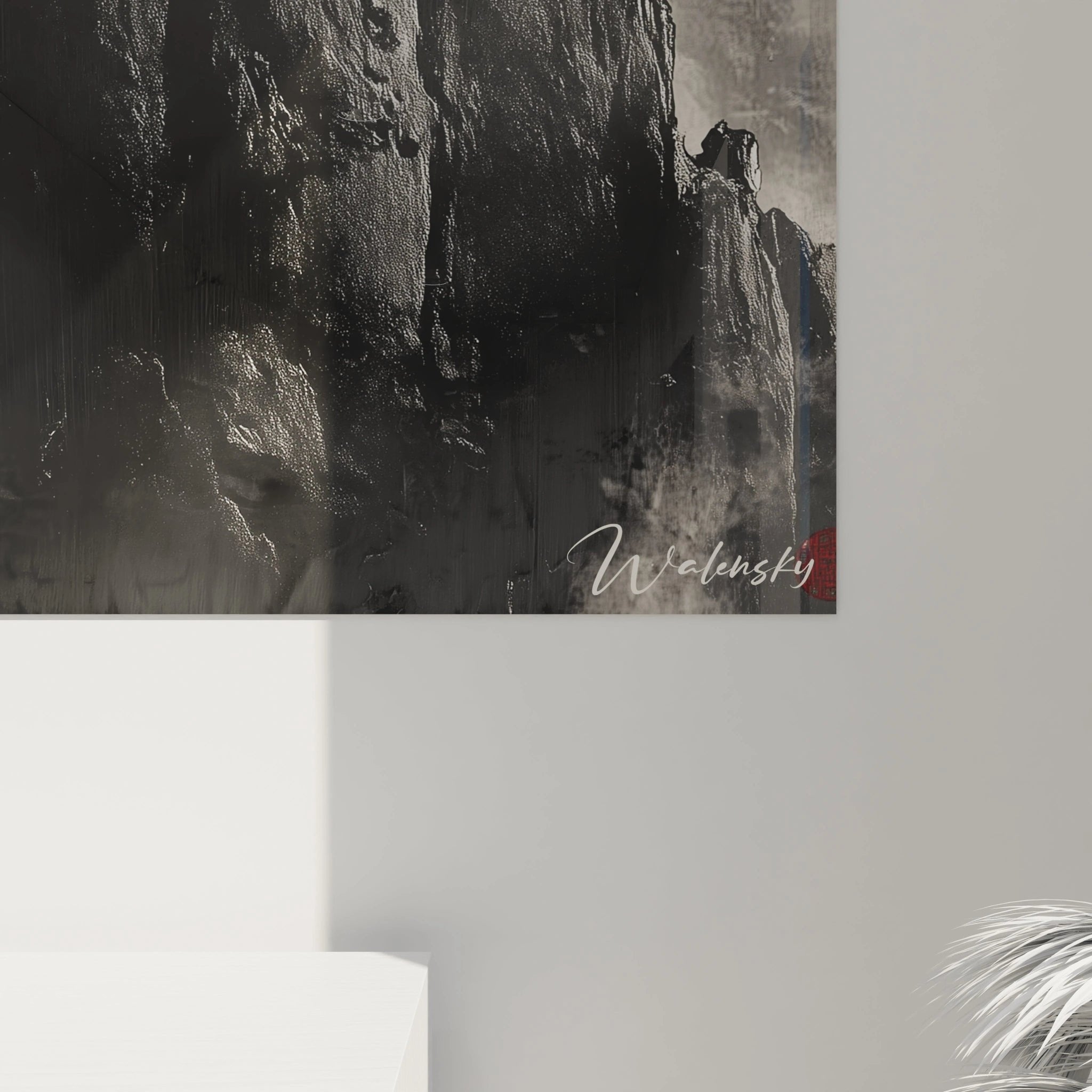 Gesamtansicht Wandbild Lebensbaum Edition - spirituelle Kunst mit Mond und Felsformation