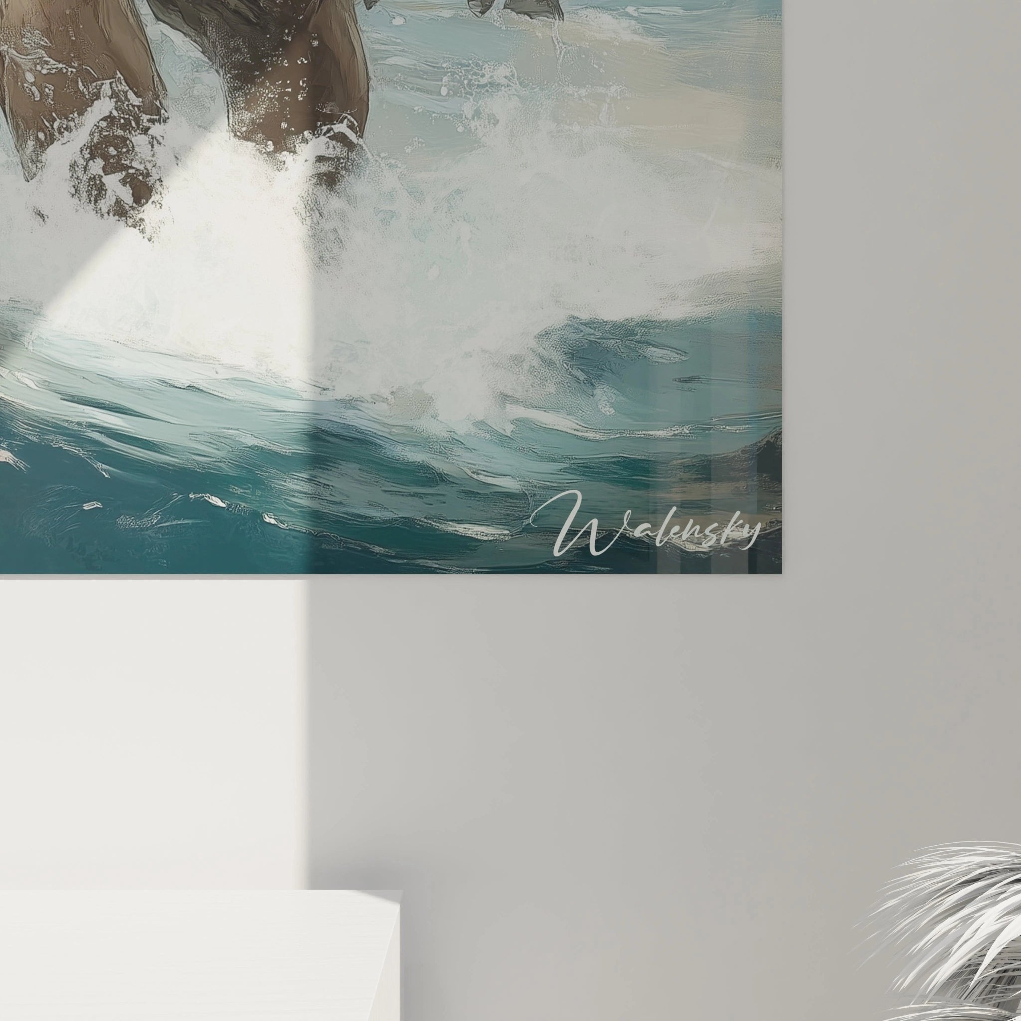 Gesamtansicht Poseidon Wandbild mit dramatischer Meeresszene und göttlicher Machtdarstellung