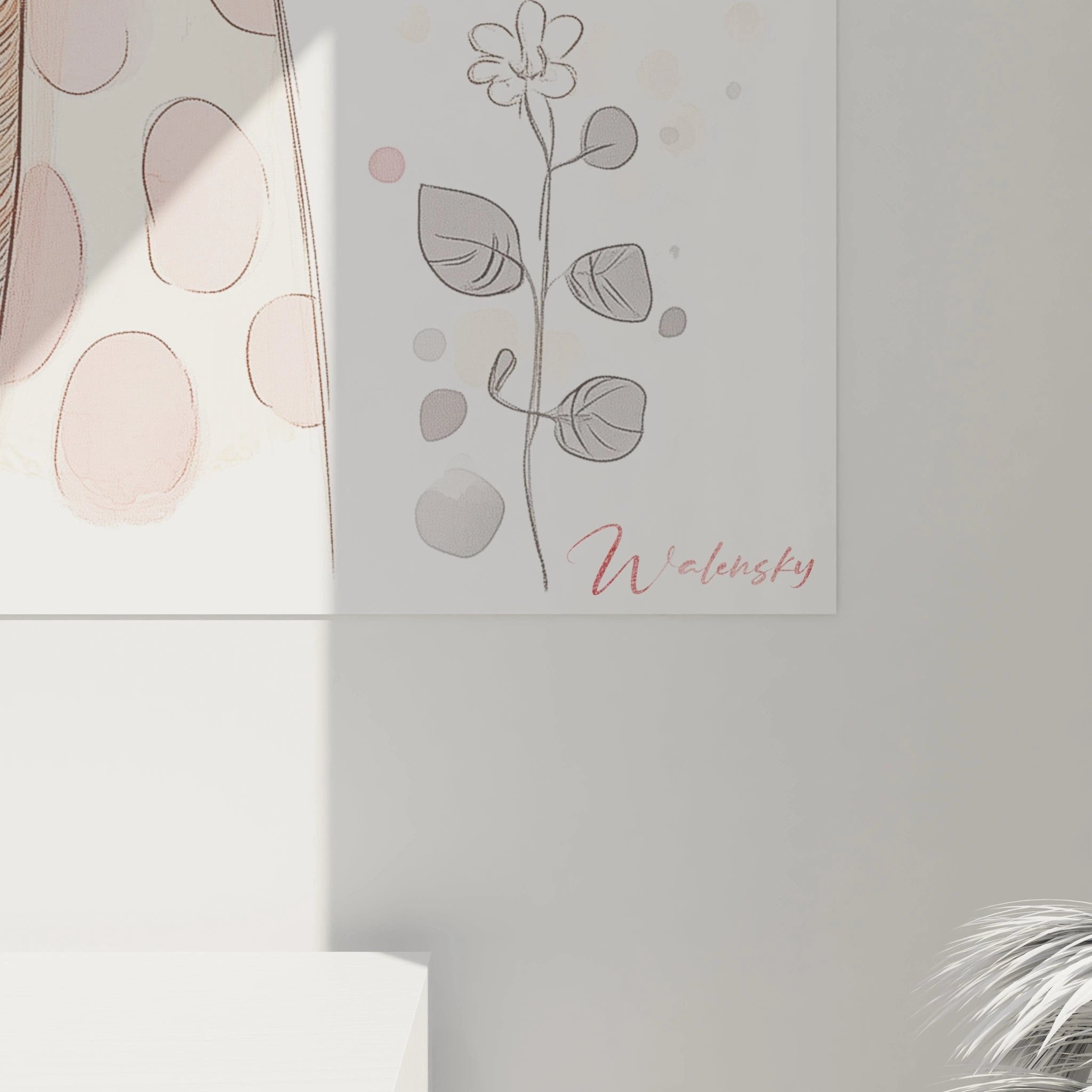 Gesamtansicht des Giraffe Wandbildes mit Frühlingsblumen und verspielten Details für Kinder