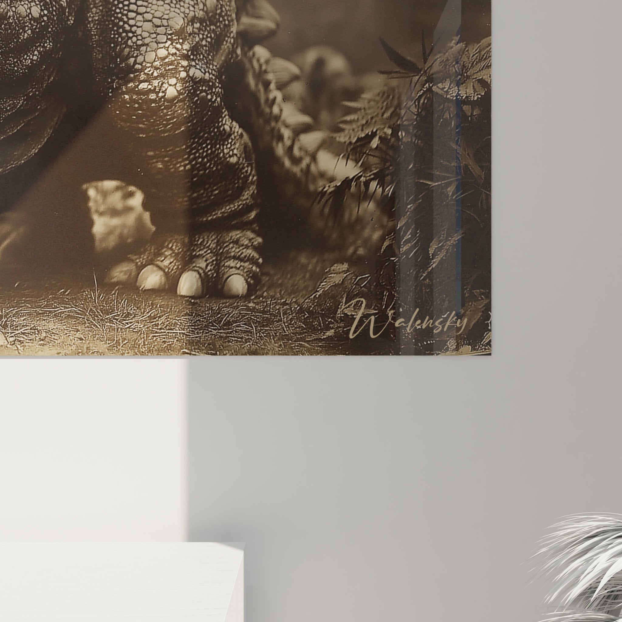 Gesamtansicht des Scutosaurus Wandbildes mit zwei Dinosauriern in harmonischer Paar-Darstellung