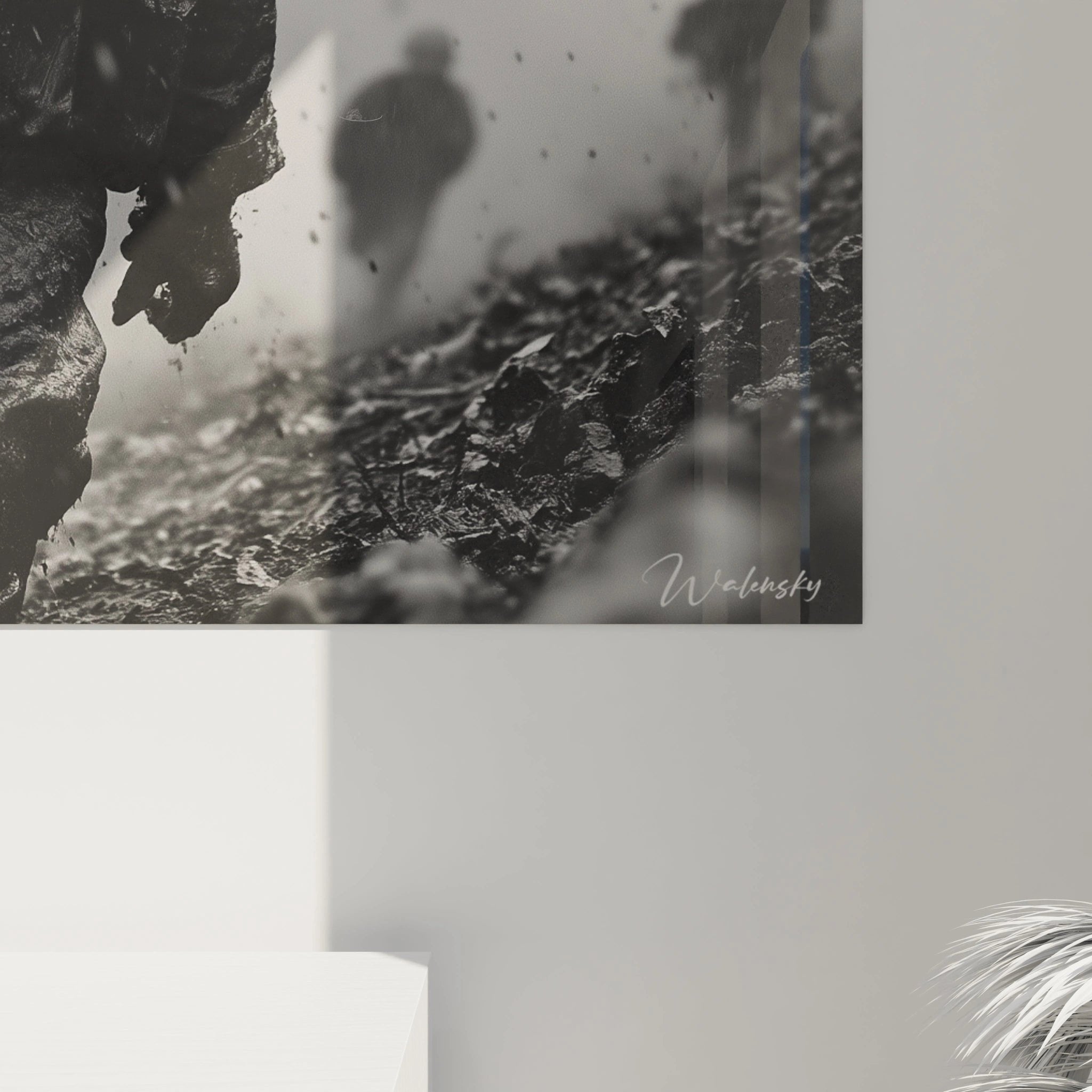 Gesamtansicht Wandbild Soldat im Kampf, dramatische Schlachtfeld-Szene Erster Weltkrieg Wandkunst