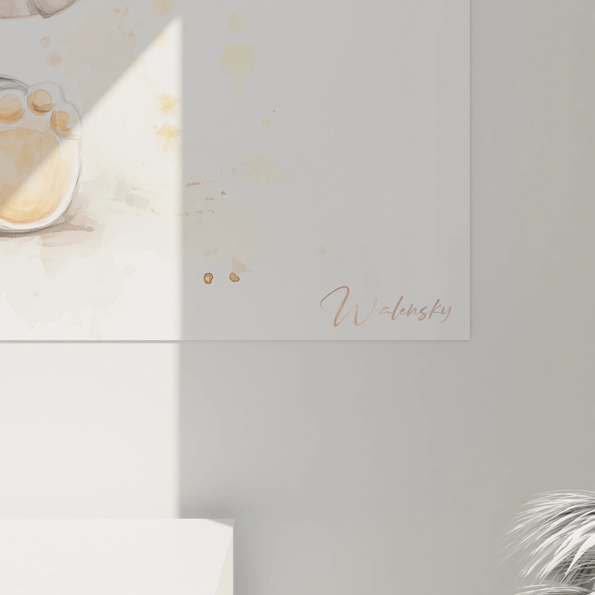 Gesamtansicht des Baby Elefant Wandbildes auf weißem Hintergrund mit sichtbarer Leinwand-Struktur