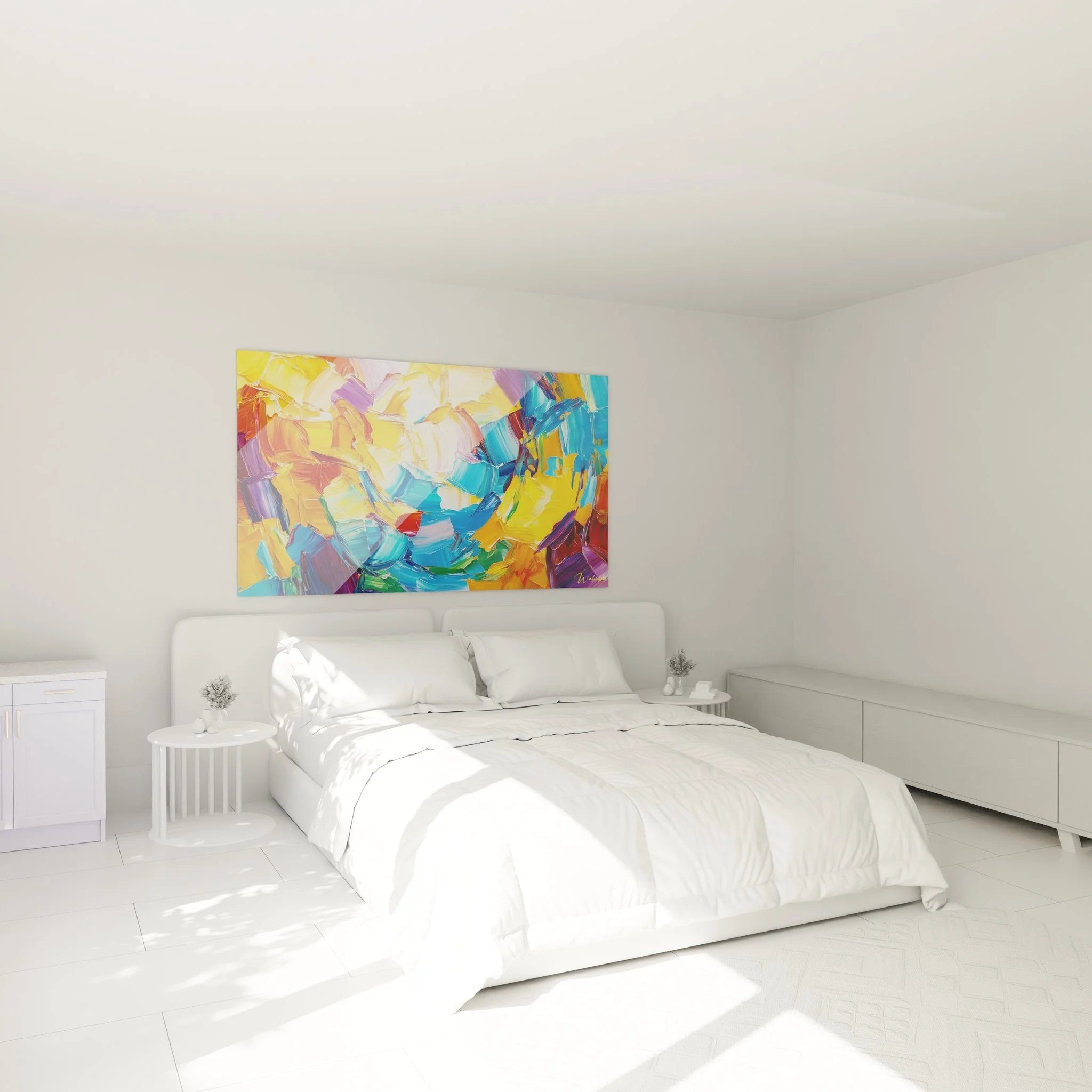 Wandbild abstrakte Farbkomposition als Schlafzimmer Dekoration, moderne Kunstwerke für Wand