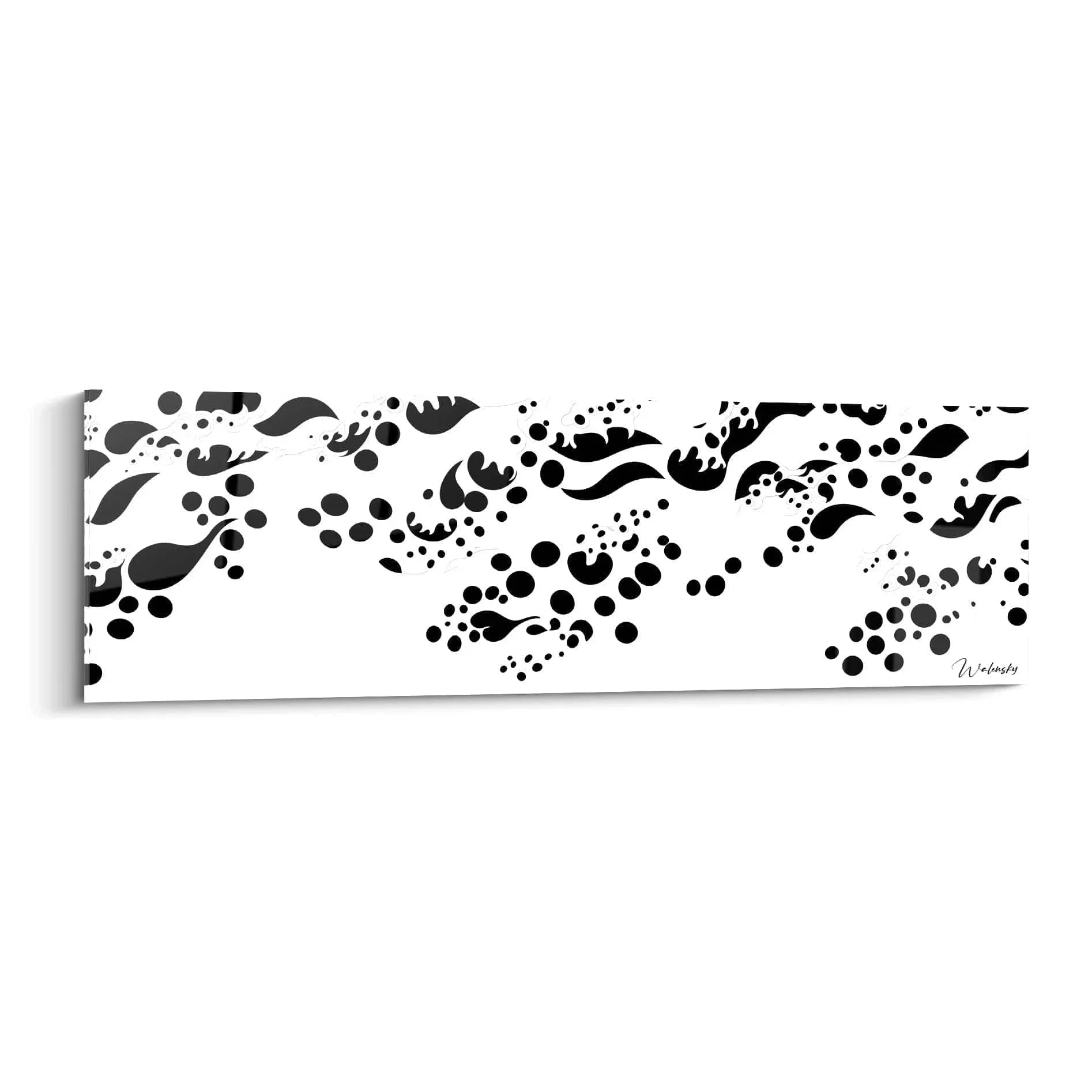 Wandbild abstrakte Dalmatiner Punkte schwarz-weiß mit organischen Flecken in dynamischer Komposition