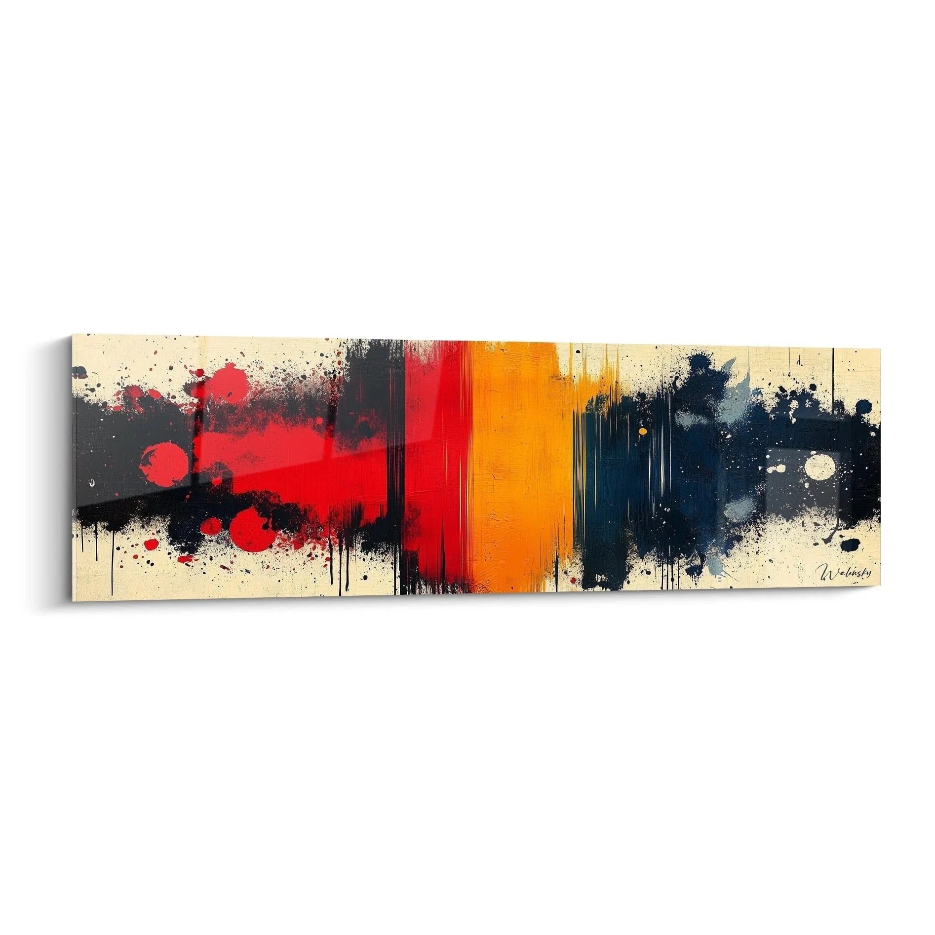Wandbild abstrakte Farbexplosion rot orange blau expressionistische Kunst XXL Format