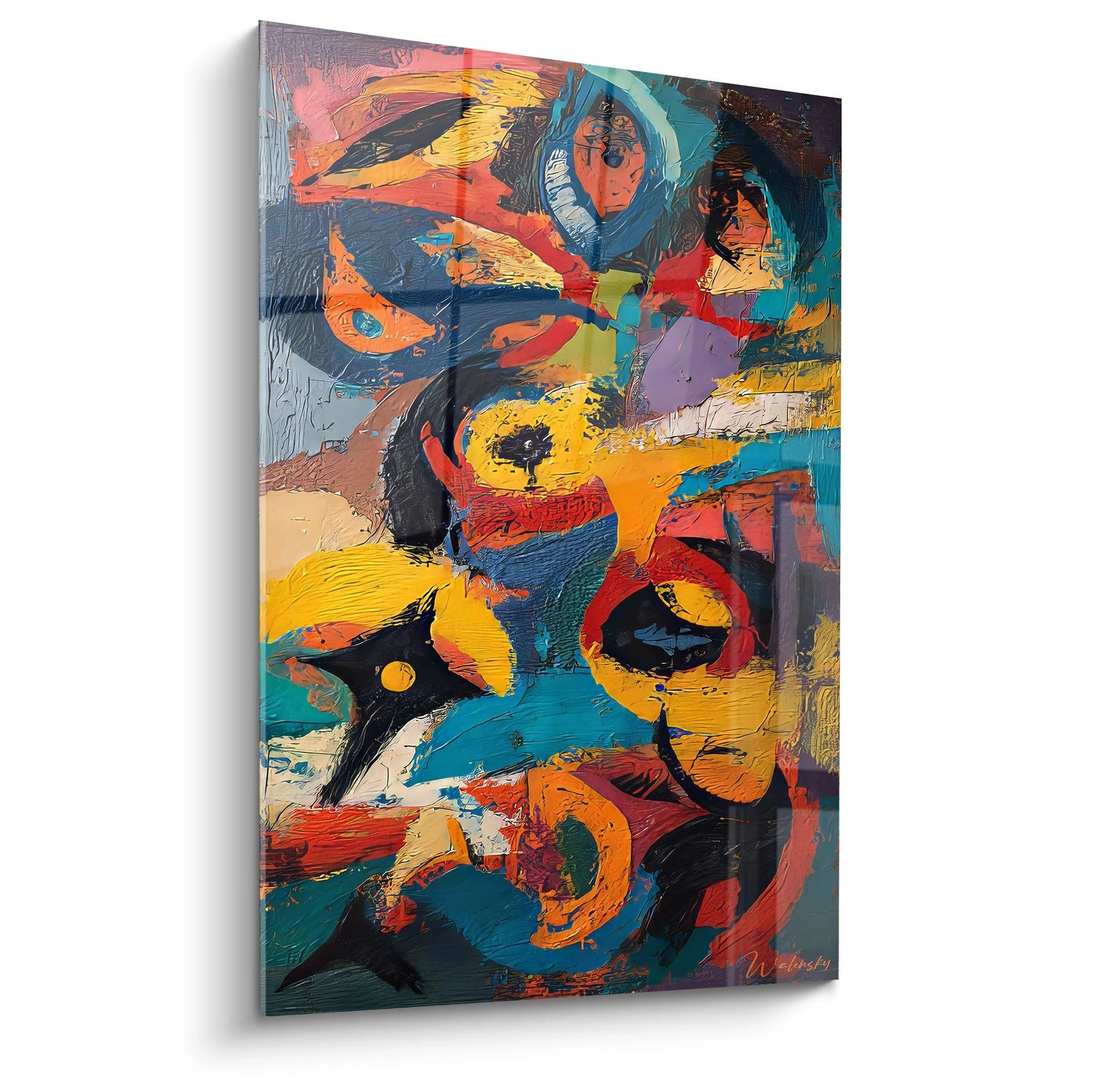 Wandbild abstrakte Farbkomposition mit expressiven Pinselstrichen in Malerei-Optik