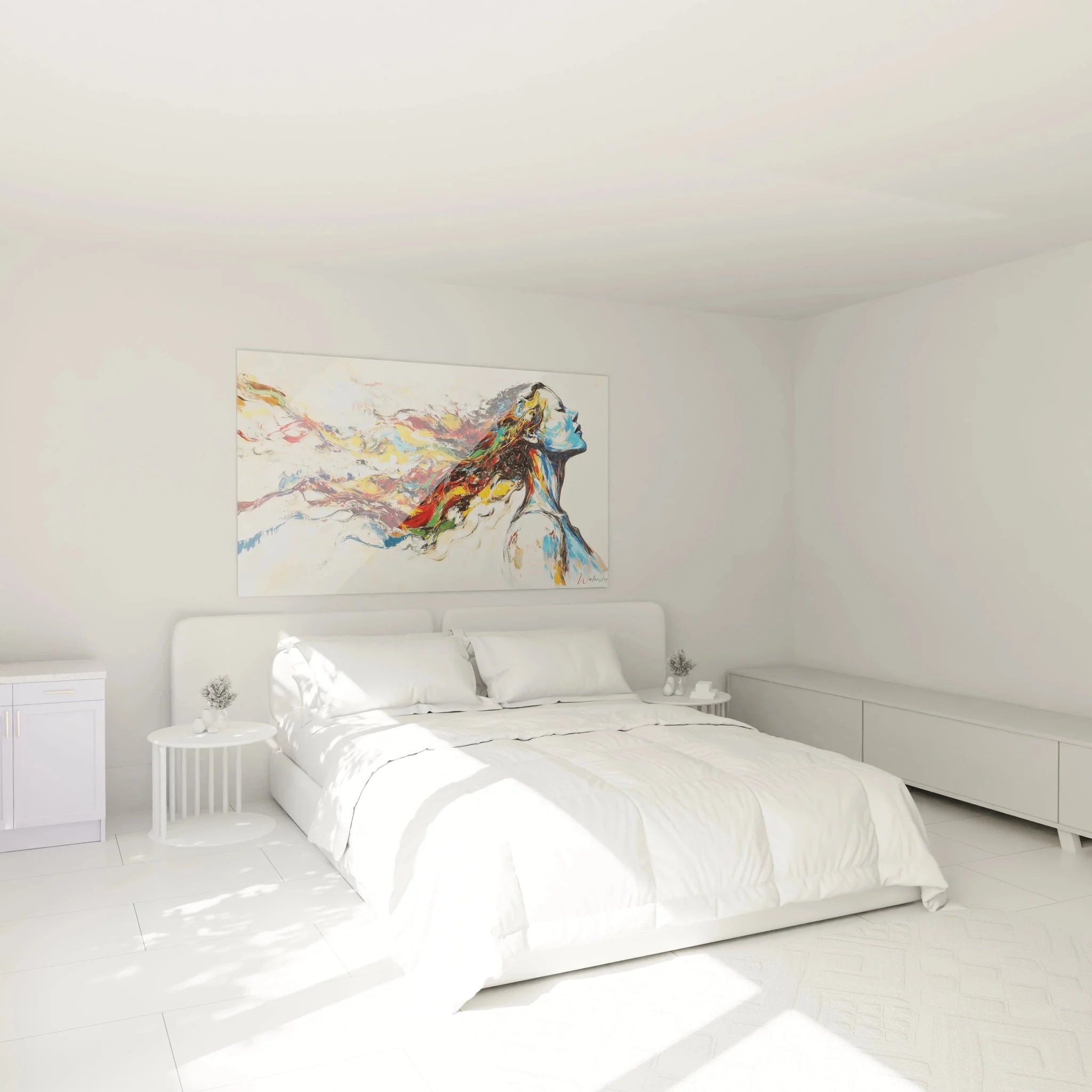 Wandbild abstrakte Frau Schlafzimmer Ambiente - moderne Kunst Leinwand Dekoration