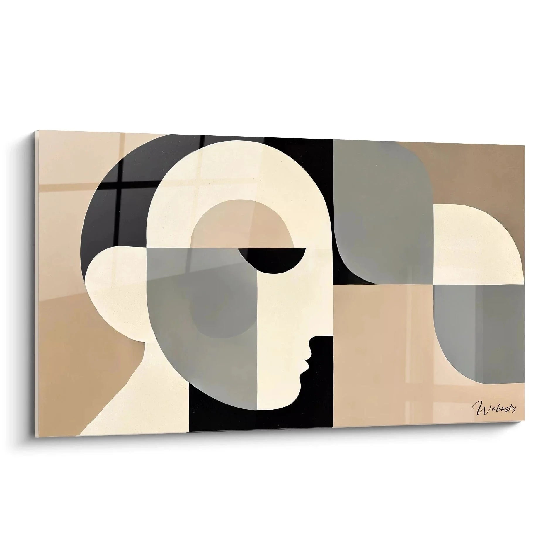 Wandbild Abstrakte Geometrie kubistischer Stil warme Erdtöne moderne Wandkunst geometrische Formen