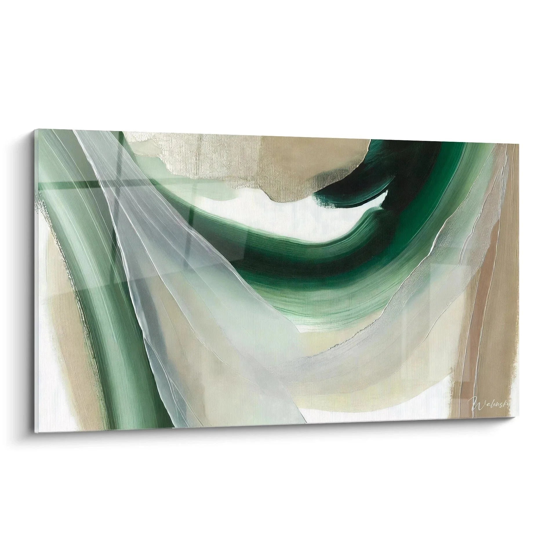 Wandbild abstrakte grüne Wellen in Acryl-Optik für moderne Wanddekoration