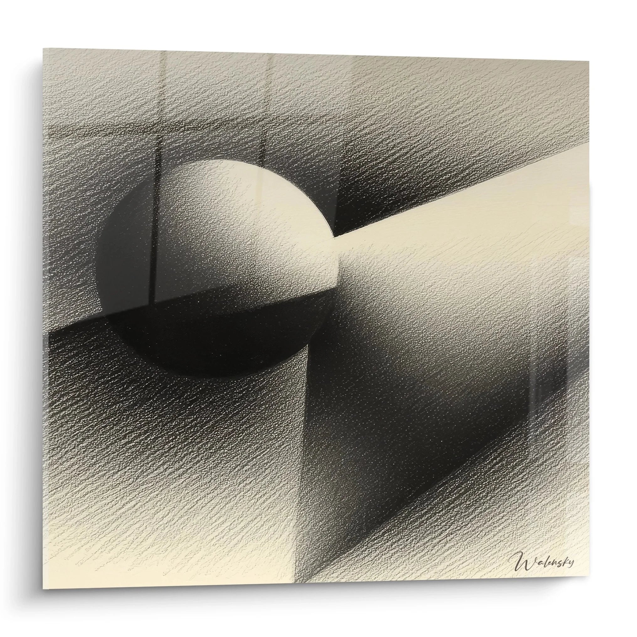 Wandbild abstrakte Körperformen als sinnliche Bleistiftzeichnung in Grautönen für moderne Wohnräume