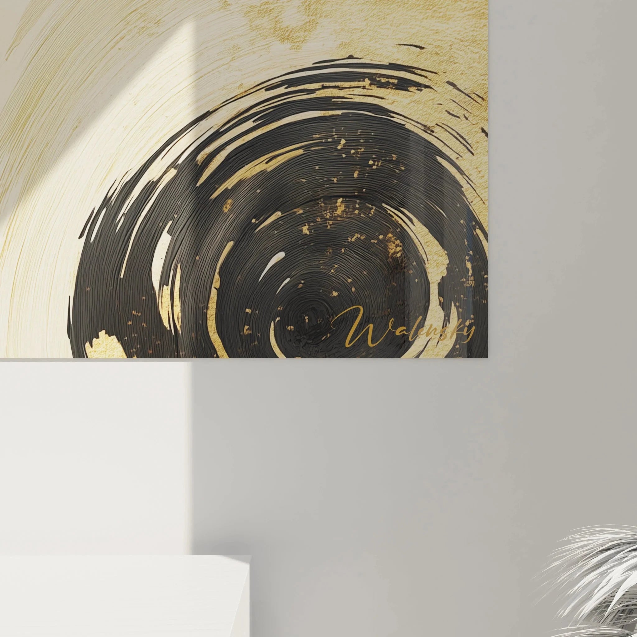 Gesamtansicht geometrisches Wandbild abstrakte Kreise - moderne Kunstwerk Übersicht