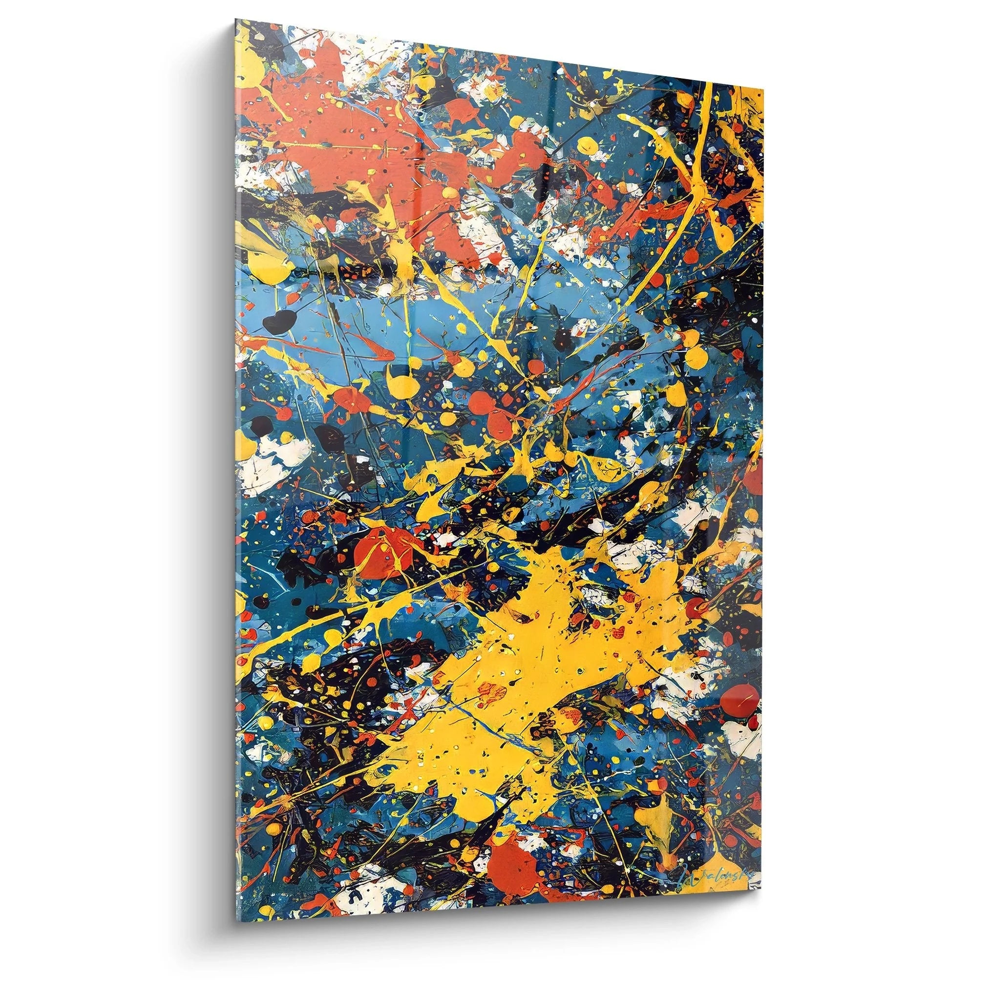 Wandbild abstrakte Kunst mit bunten Farbspritzern im Action Painting Stil - Edition Malerei-Optik