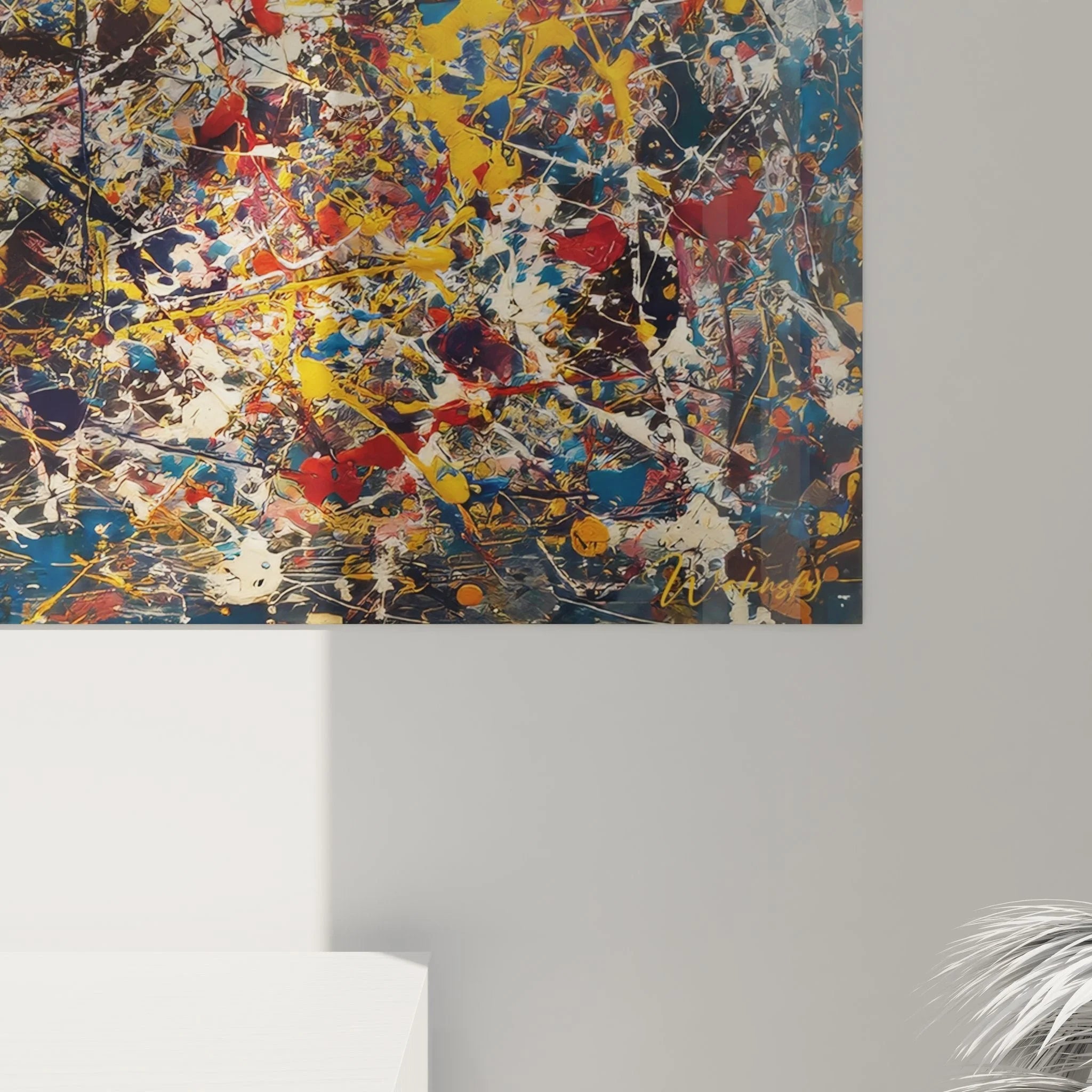 Gesamtansicht Wandbild abstrakte Kunst XXL Format Malerei-Optik Galeriewand