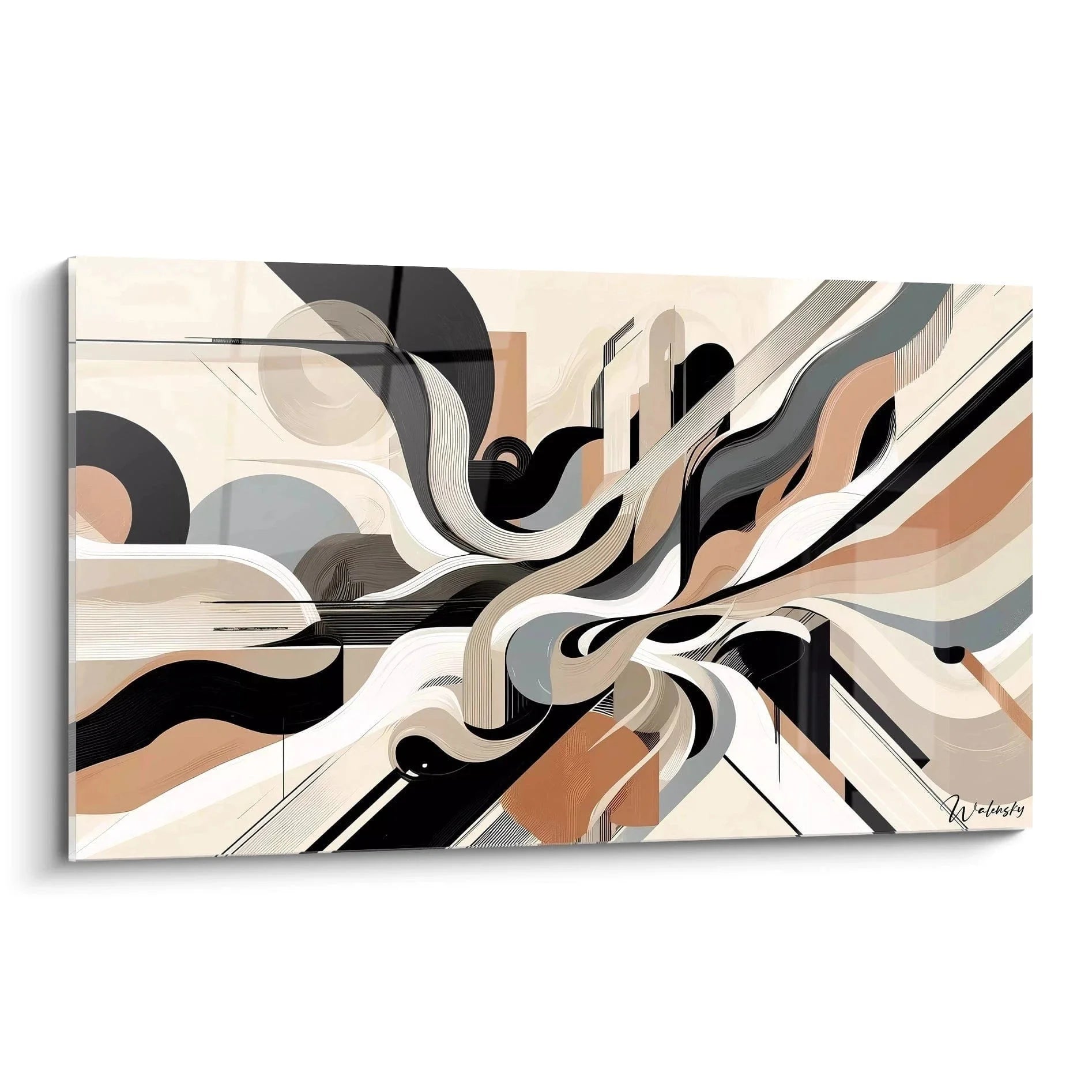 Wandbild abstrakte Linienformen in Erdtönen mit geometrischen Elementen - Edition Minimalismus