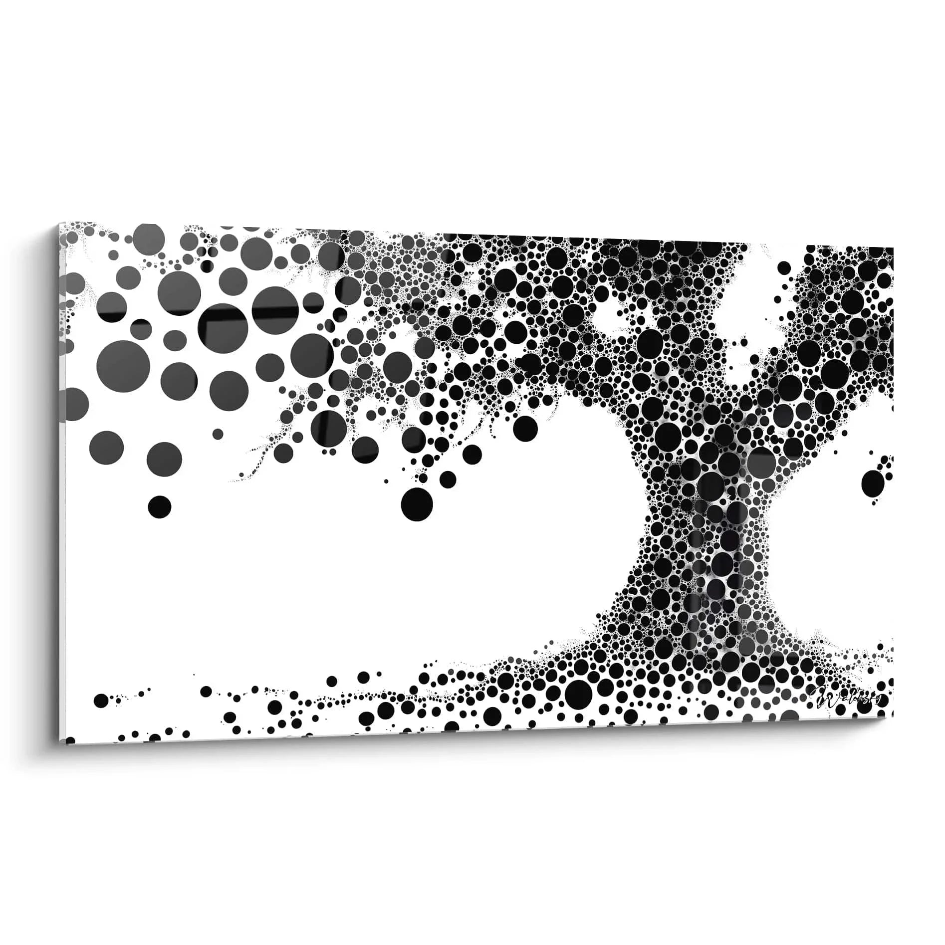 Wandbild abstraktes Gesicht in Punktkunst schwarz-weiß, Dalmatiner Optik Wanddekoration modern