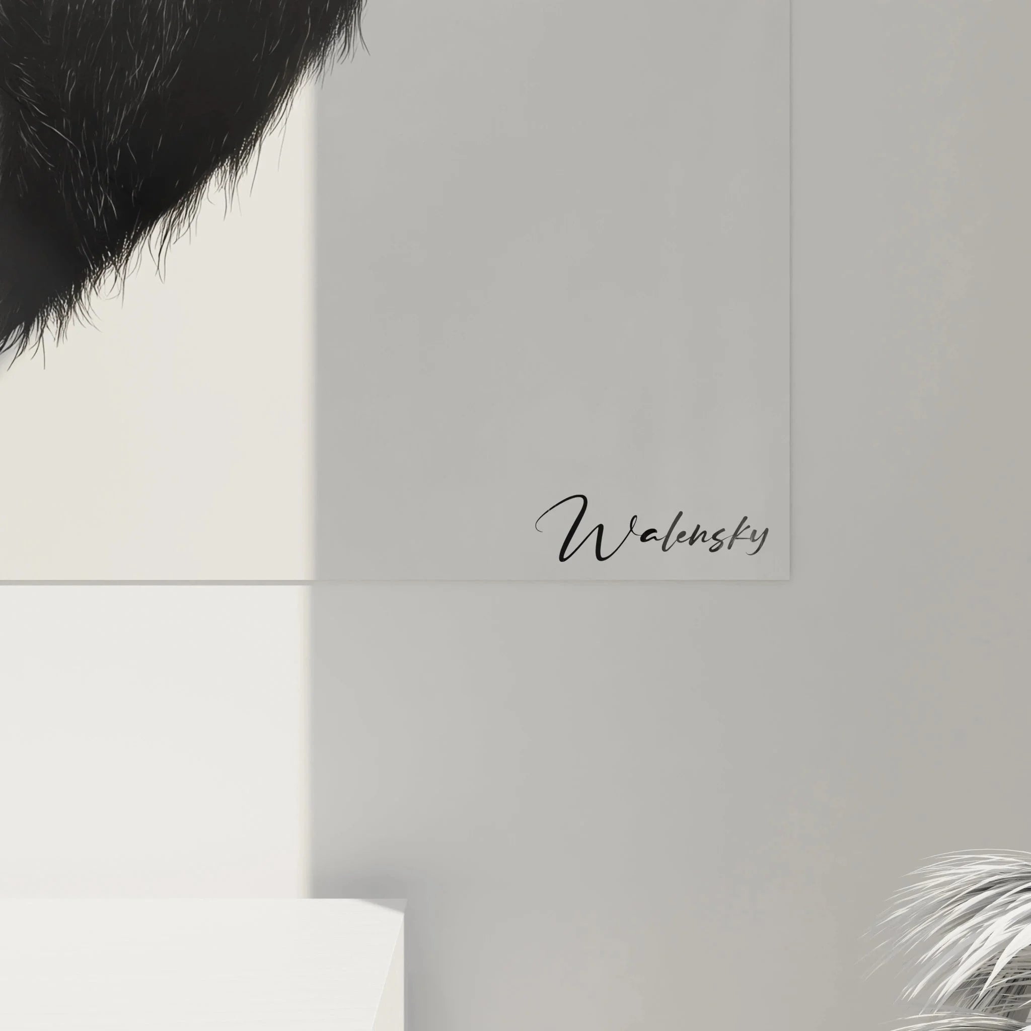 Gesamtansicht Wandbild Schimpanse am Baum - komplette schwarz-weiß Affe Wanddekoration