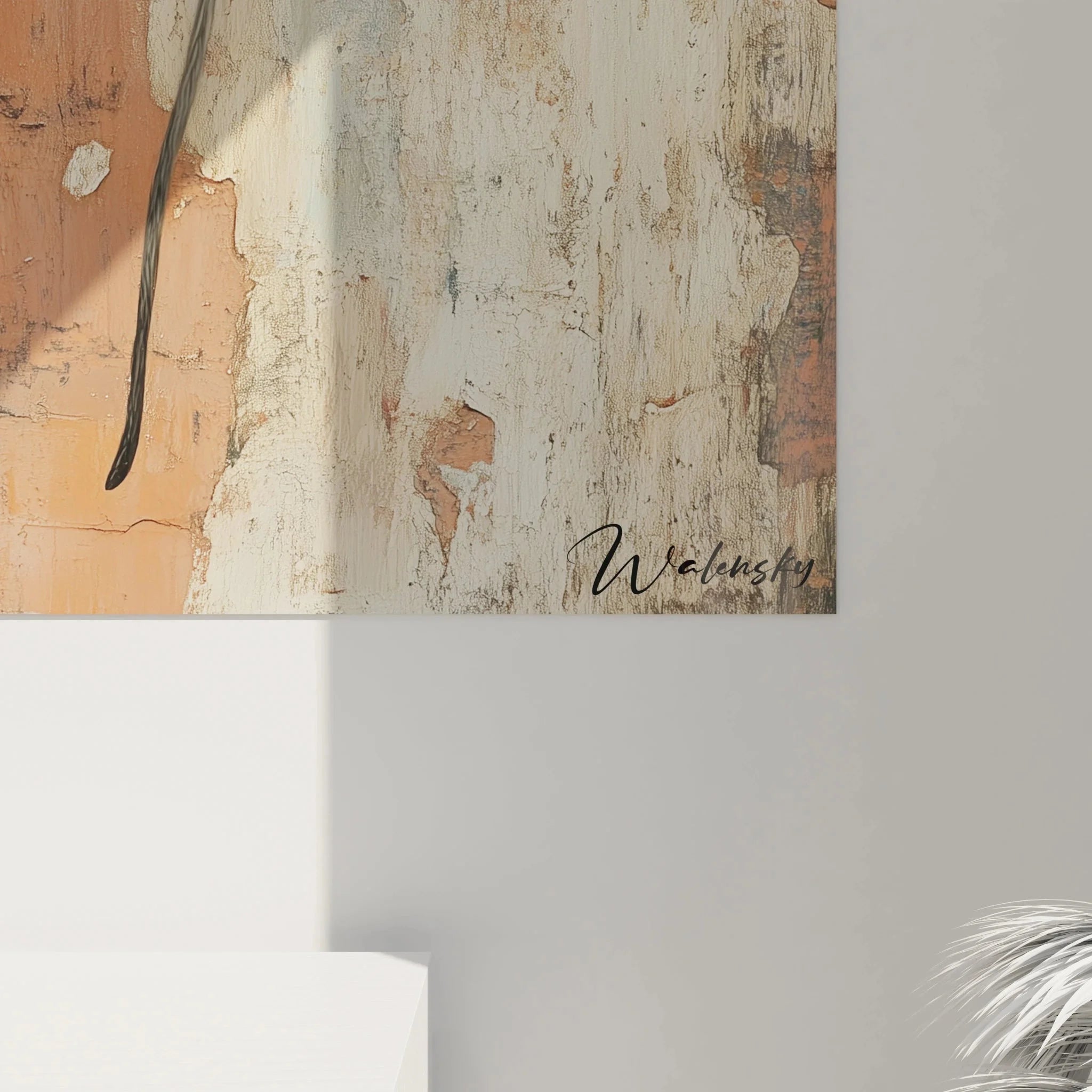 Gesamtansicht Wandbild Affe Terrakotta mit kompletter verfallener Architektur