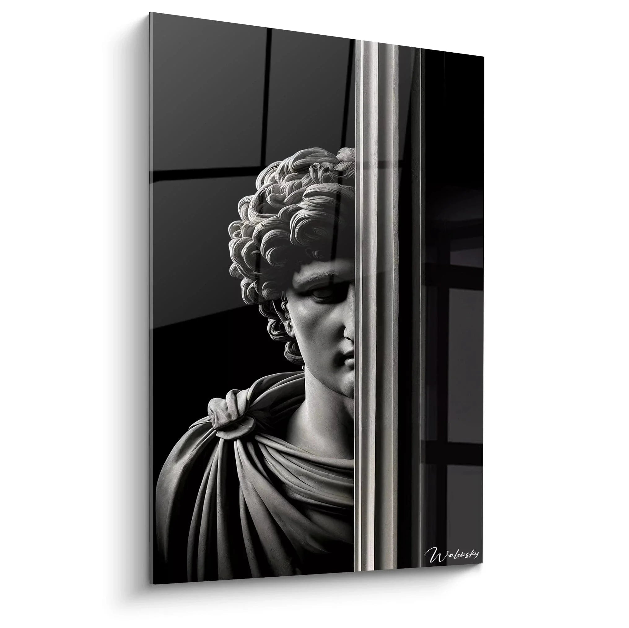 Wandbild antike Skulptur schwarz-weiß - Klassische Büste mit drapierten Gewändern monochrom