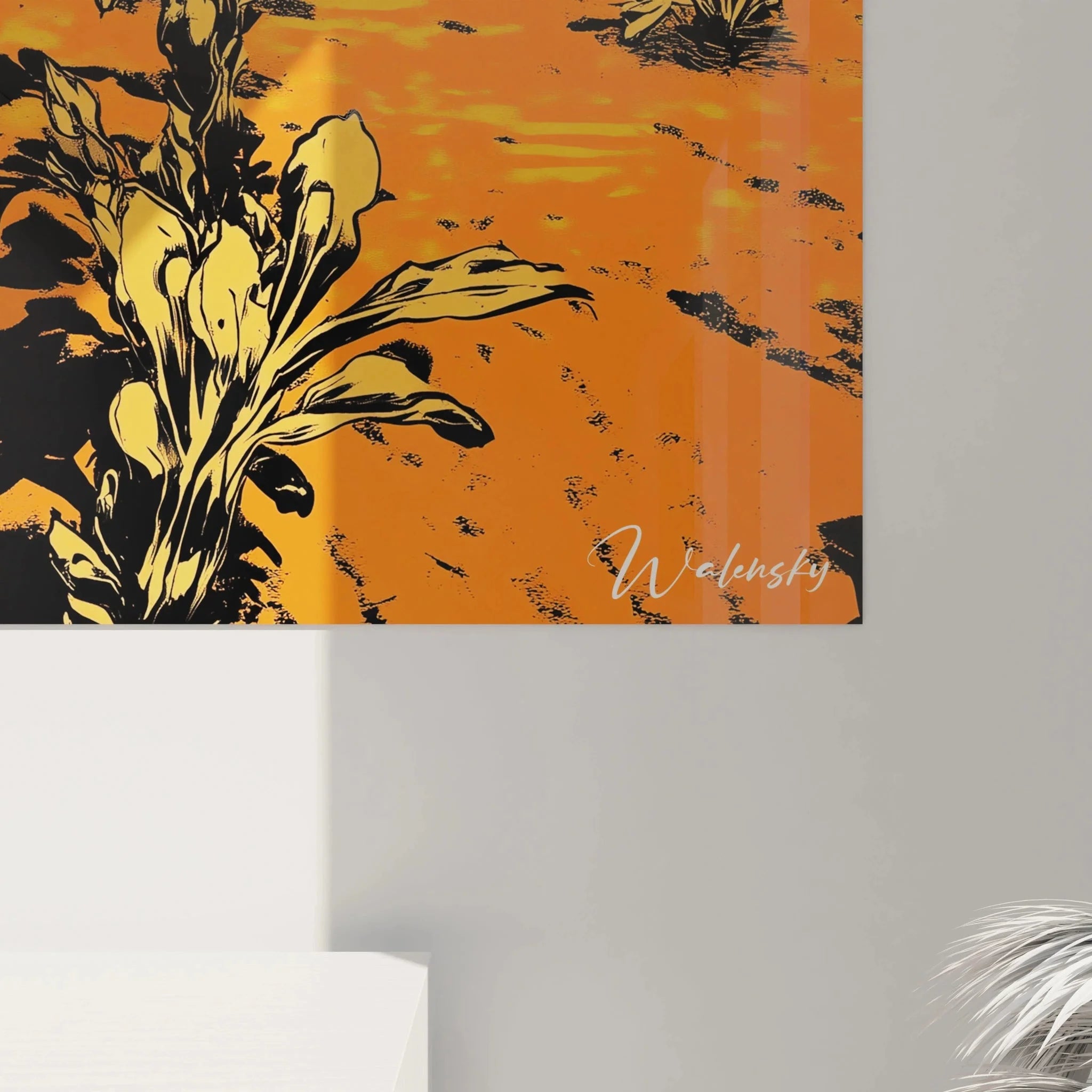 Gesamtansicht Wandbild Bäuerin Landschaft - XXL Kunstdruck Sonnenuntergang Feld