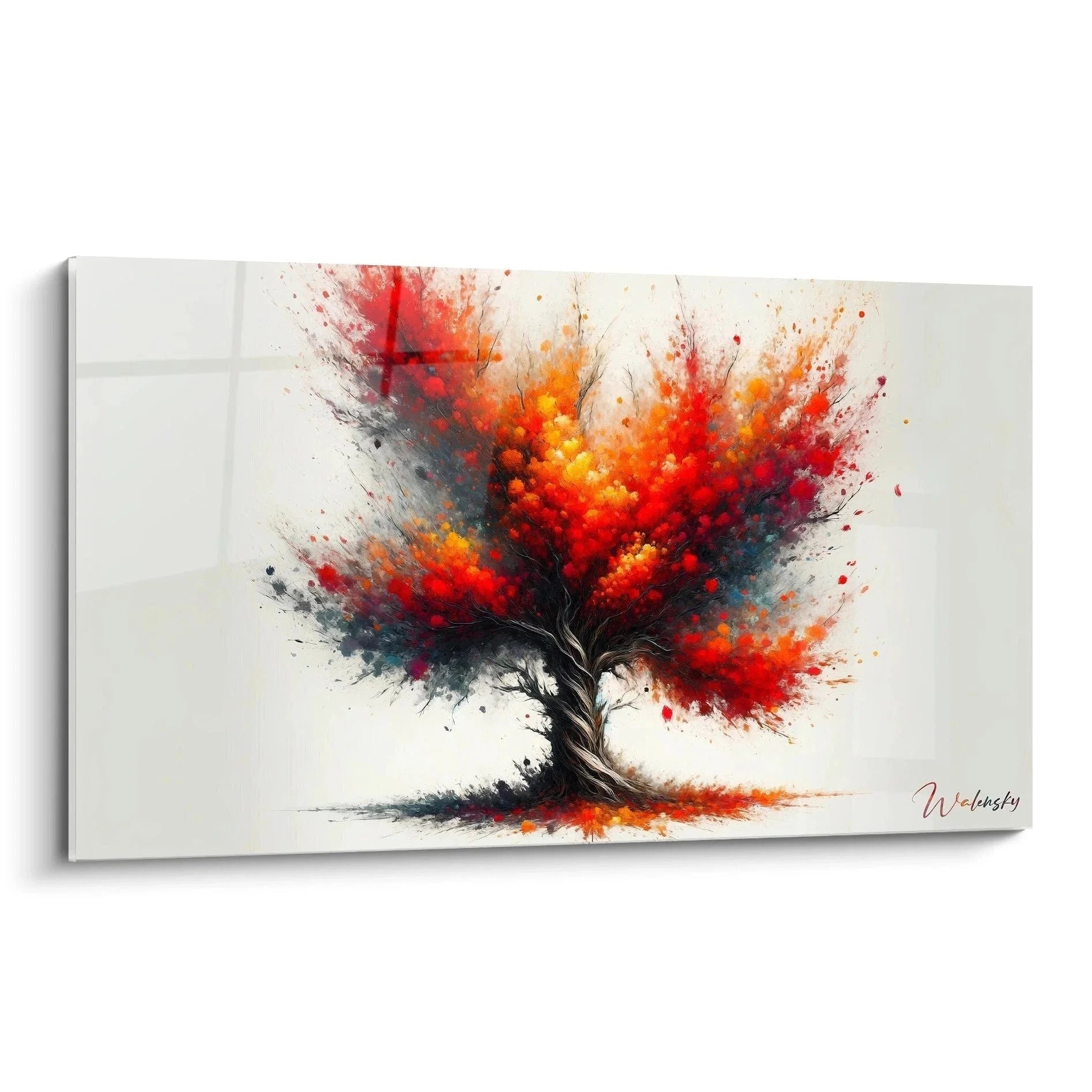 Wandbild Baum Explosion Farben Malerei-Optik abstrakte Kunst Wanddekoration modern