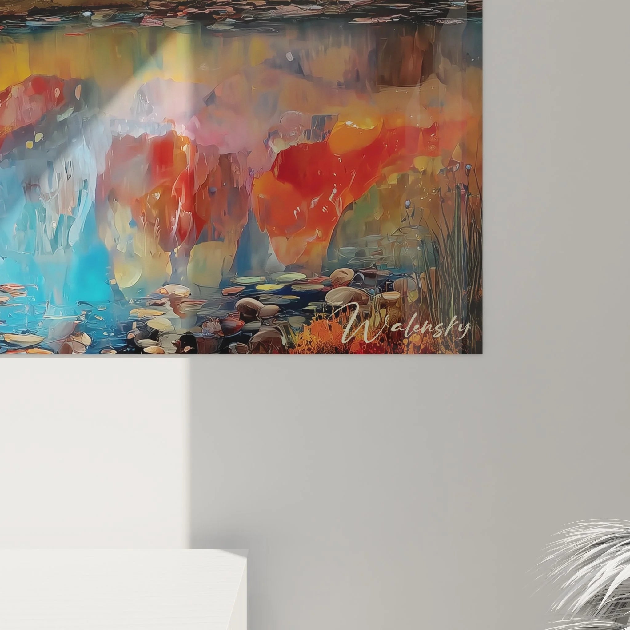 Gesamtansicht Wandbild Berggipfel - Komplette kosmische Berglandschaft mit Sternenhimmel und Spiegelung