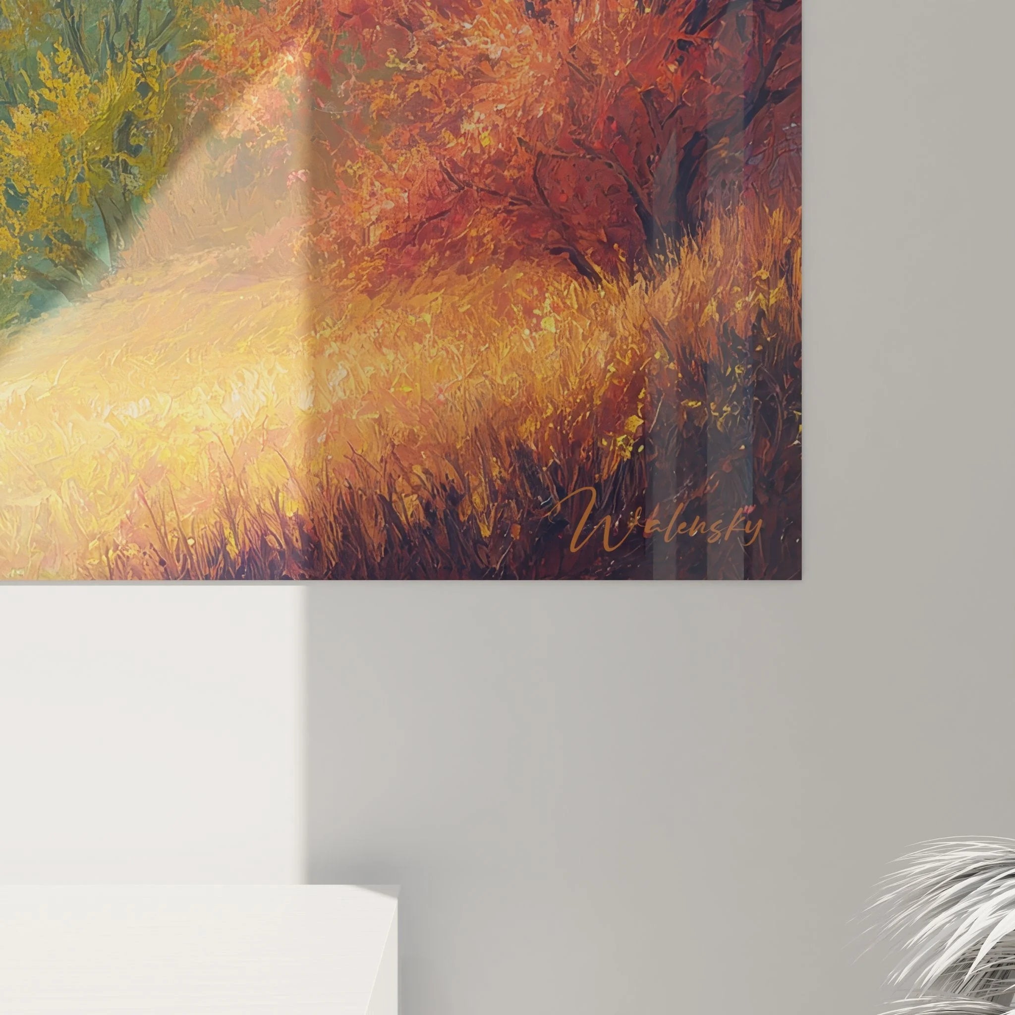 Gesamtansicht Wandbild Berglandschaft Herbst mit kompletter Alpenszene und Farbkomposition