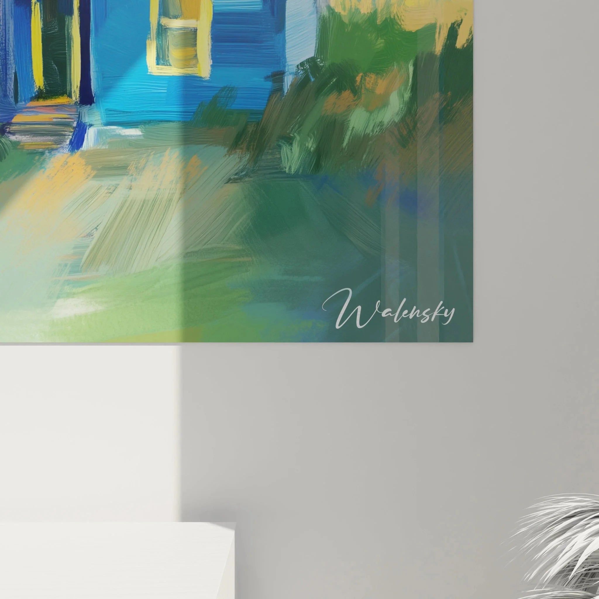 Gesamtansicht Wandbild Blaues Haus Marc Chagall - Komplette ländliche Landschaftskomposition