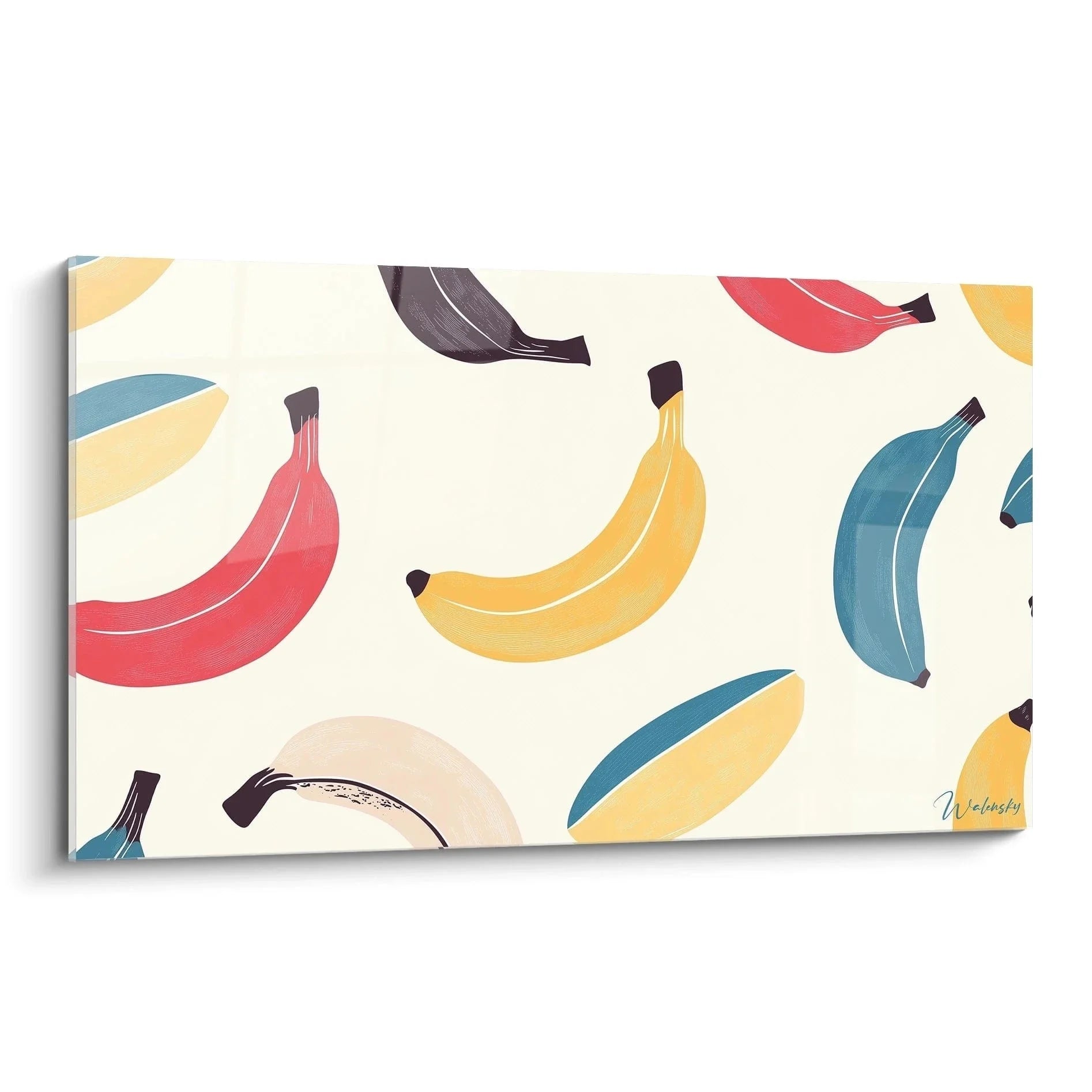 Wandbild bunte Bananen Pop Art auf cremefarbenem Hintergrund in verschiedenen Farben - Edition Banane